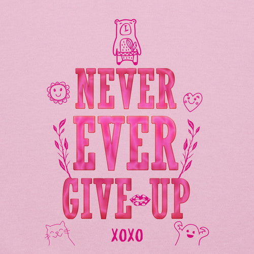 Preppy Never Ever Give Up Inspirational Crewneck Sweatshirt