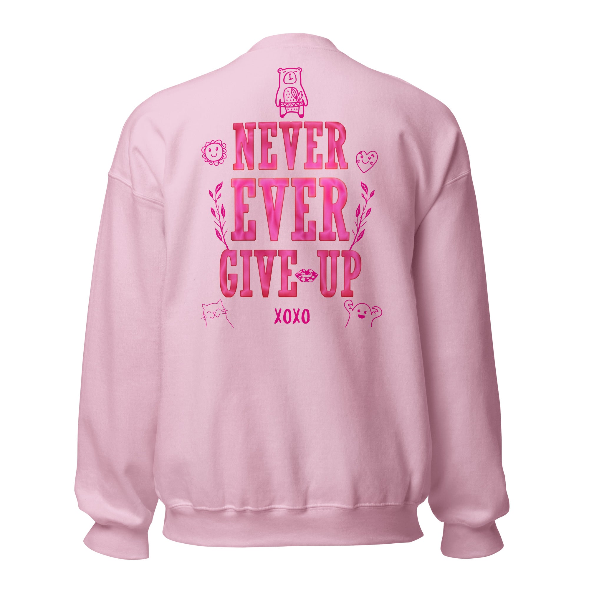 Preppy Never Ever Give Up Inspirational Crewneck Sweatshirt