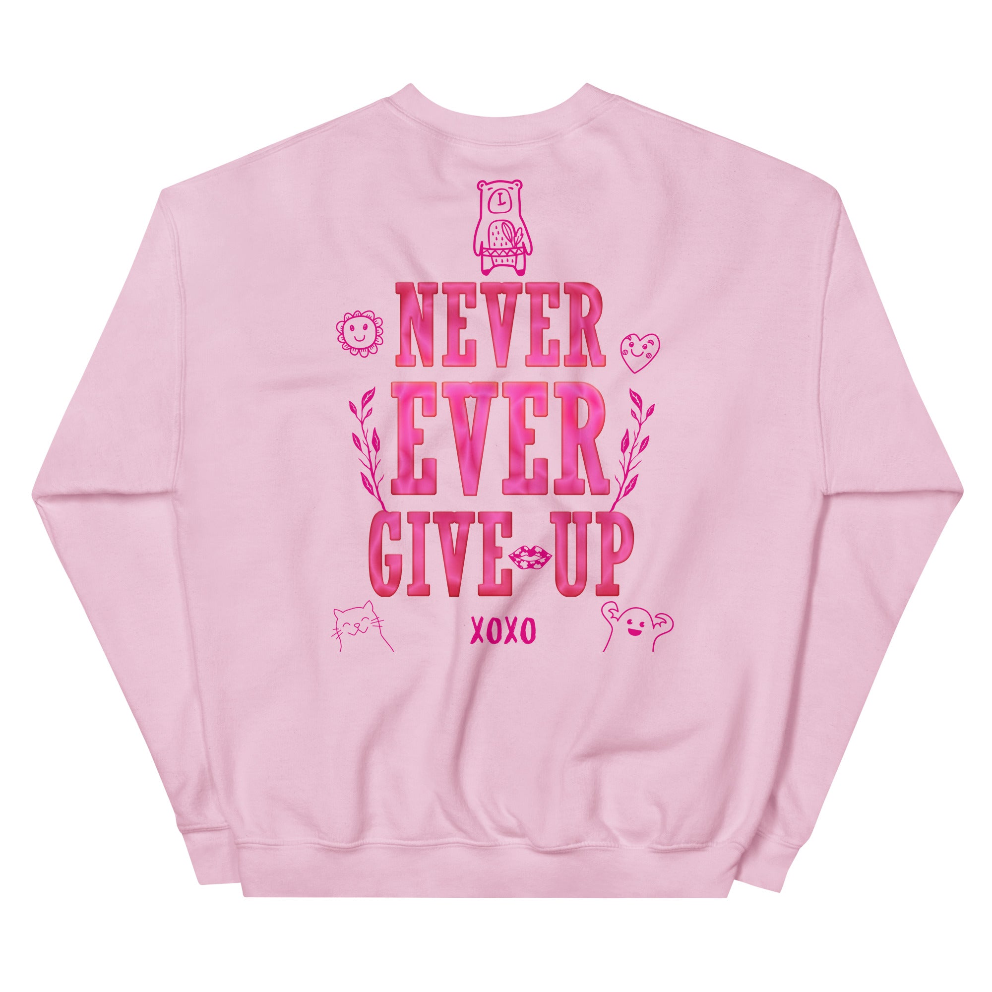 Preppy Never Ever Give Up Inspirational Crewneck Sweatshirt