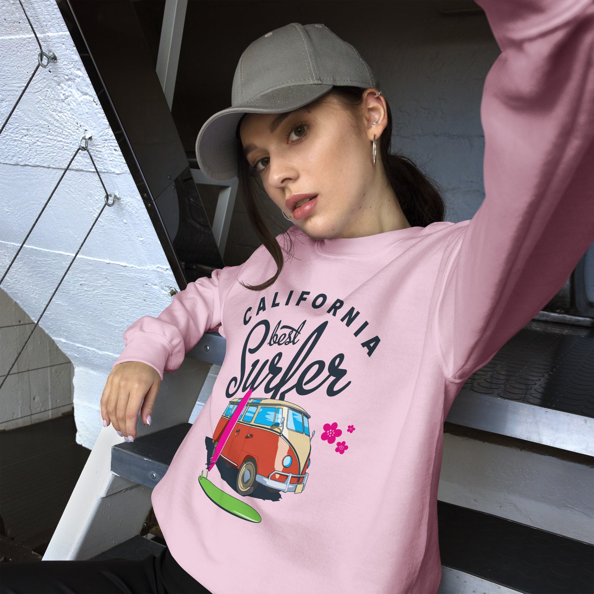 Preppy Vintage California Best Surfer Crewneck Sweatshirt