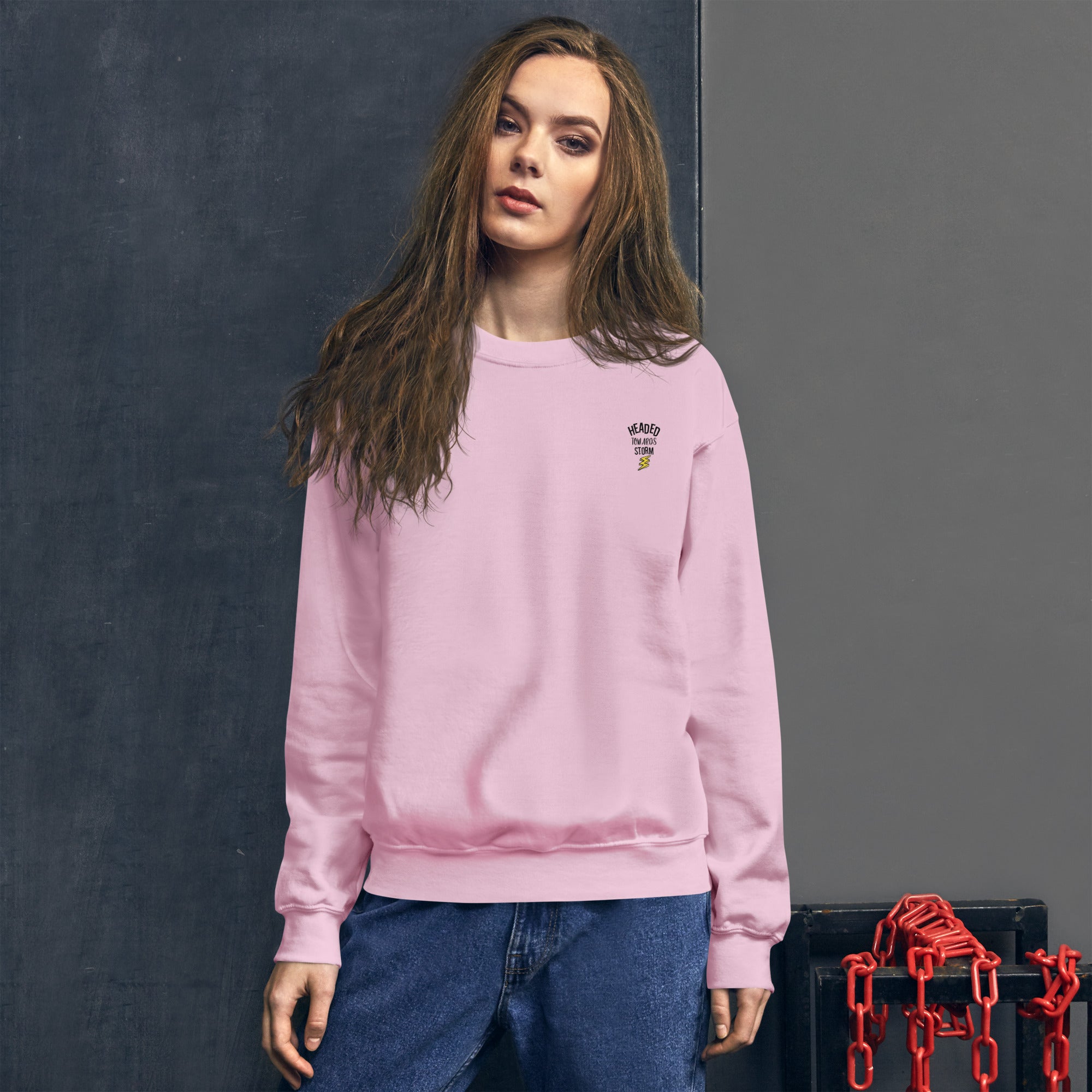 Preppy Motivational Quote Headed Towards Storm Crewneck Sweatshirt