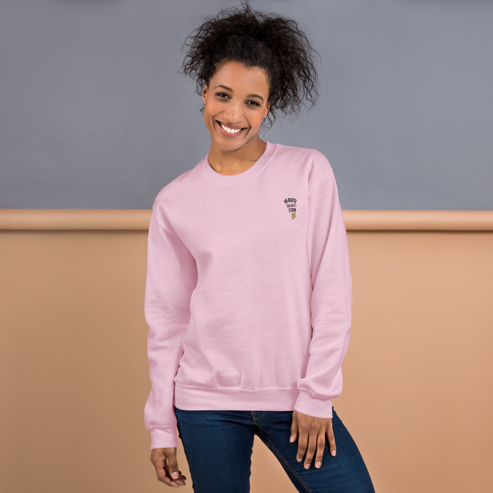 Preppy Motivational Quote Headed Towards Storm Crewneck Sweatshirt