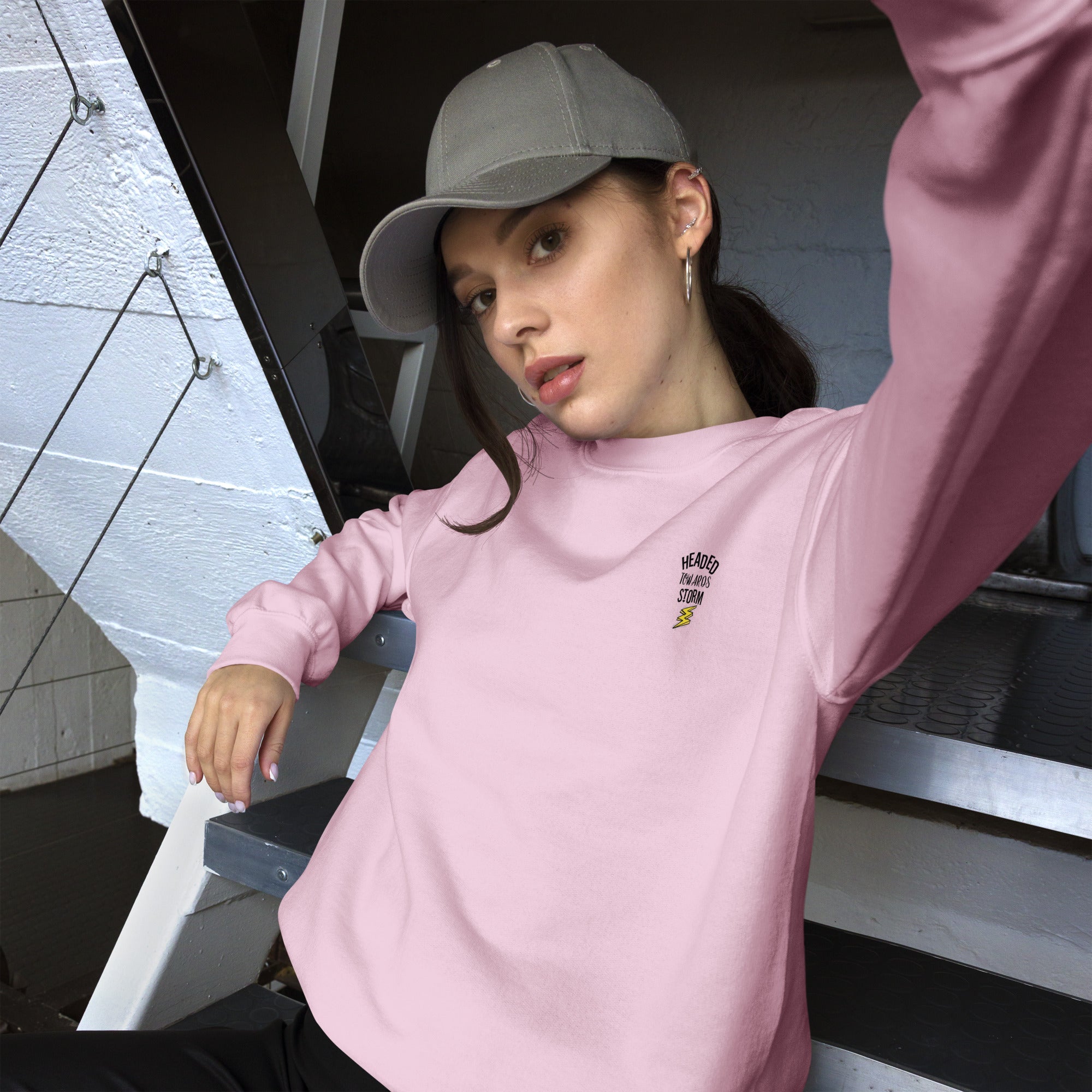 Preppy Motivational Quote Headed Towards Storm Crewneck Sweatshirt