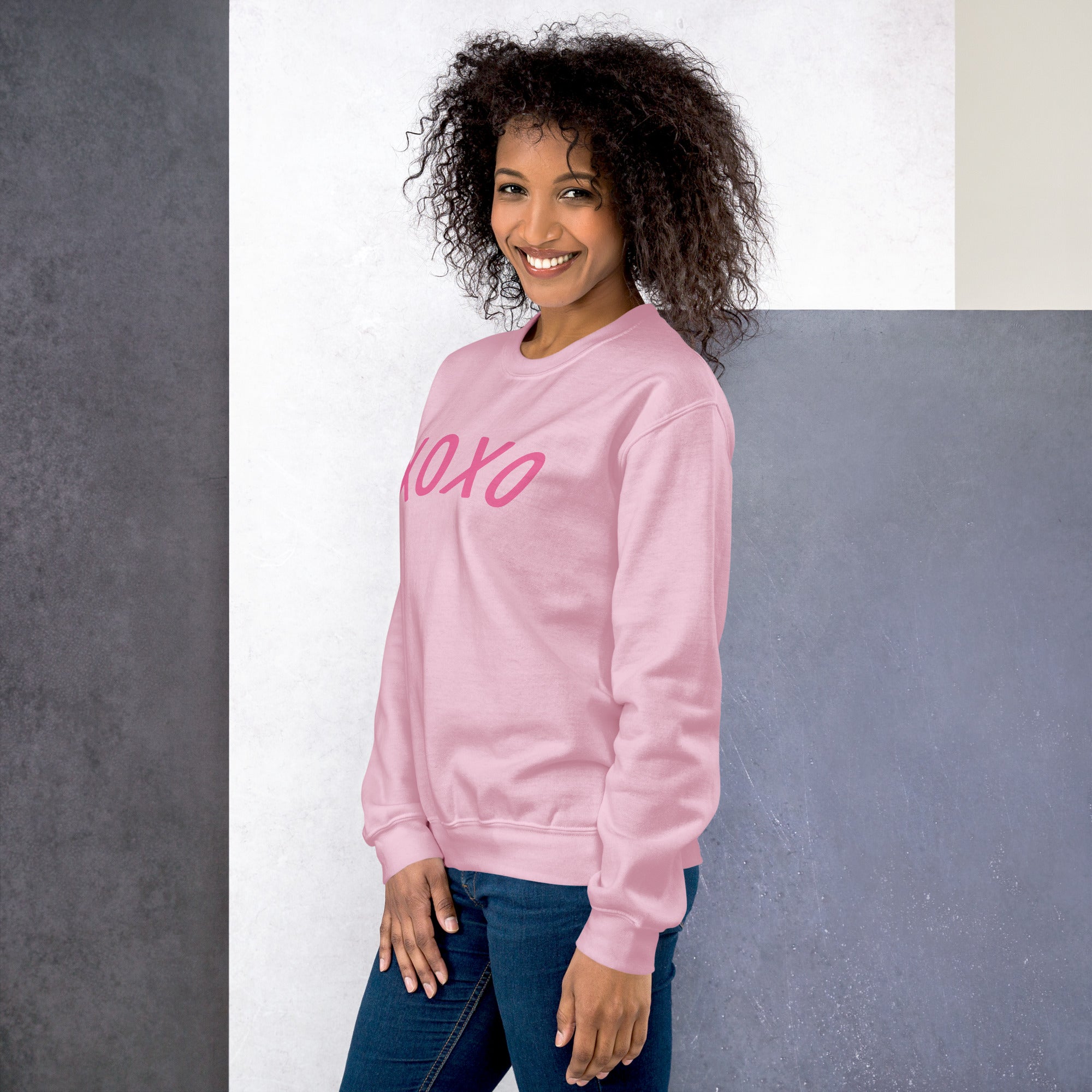Preppy XOXO Crewneck Sweatshirt in Pink, White & Black