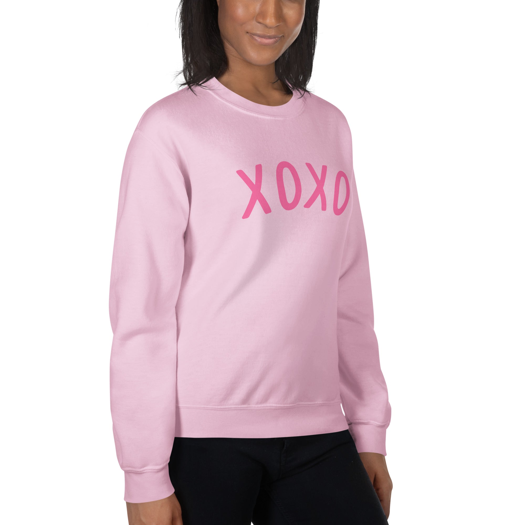 Preppy XOXO Crewneck Sweatshirt in Pink, White & Black