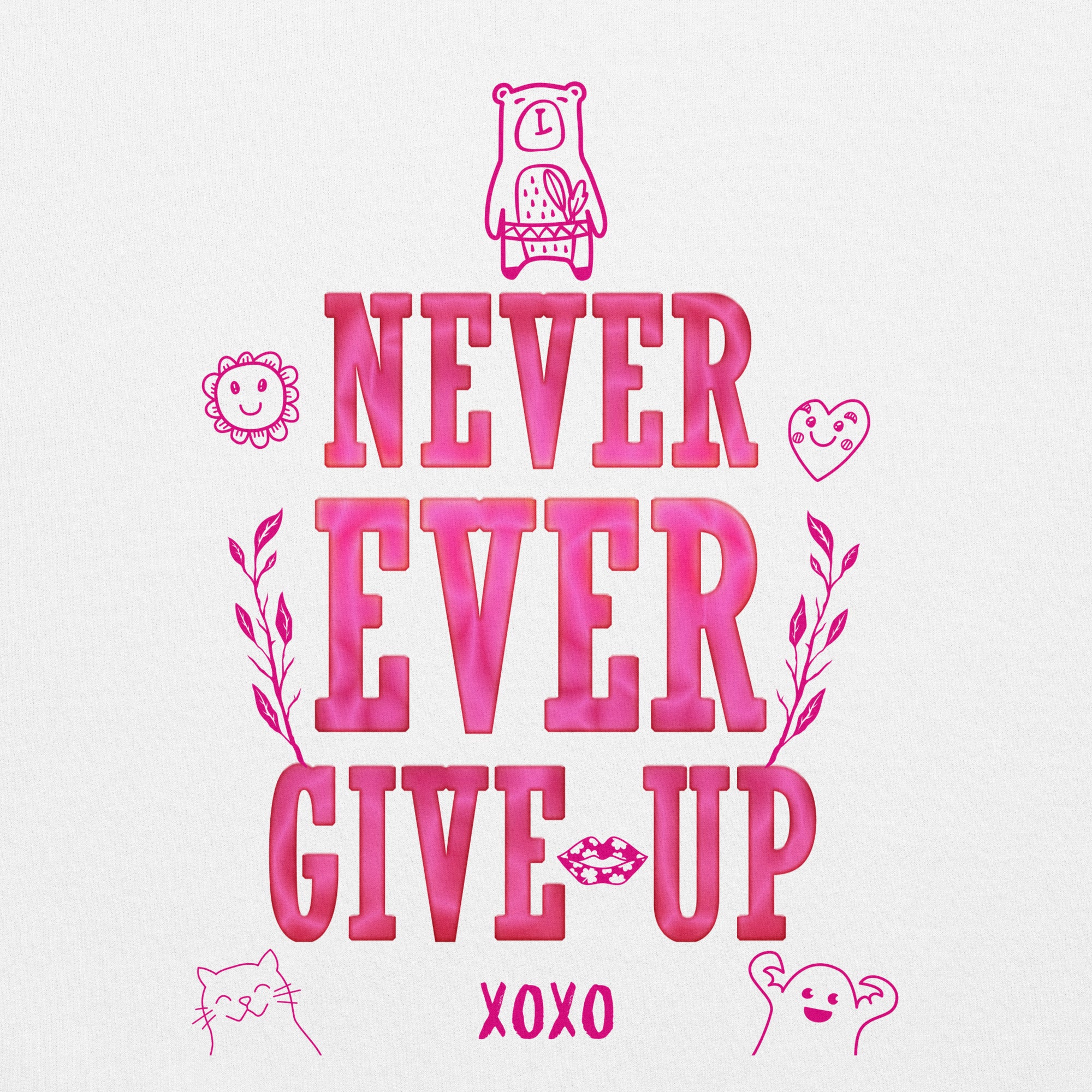 Preppy Never Ever Give Up Inspirational Crewneck Sweatshirt