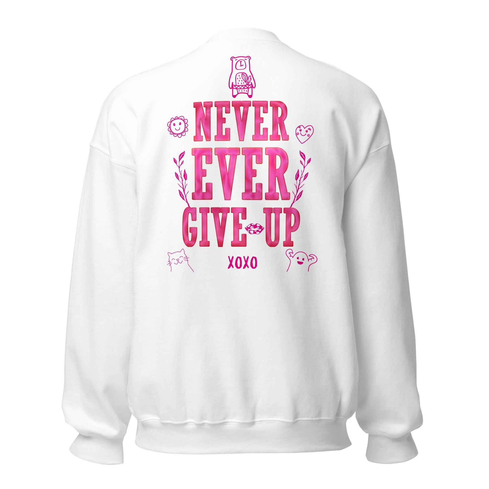 Preppy Never Ever Give Up Inspirational Crewneck Sweatshirt