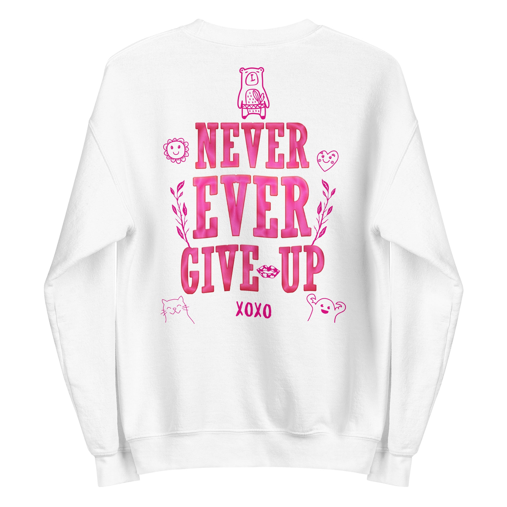 Preppy Never Ever Give Up Inspirational Crewneck Sweatshirt
