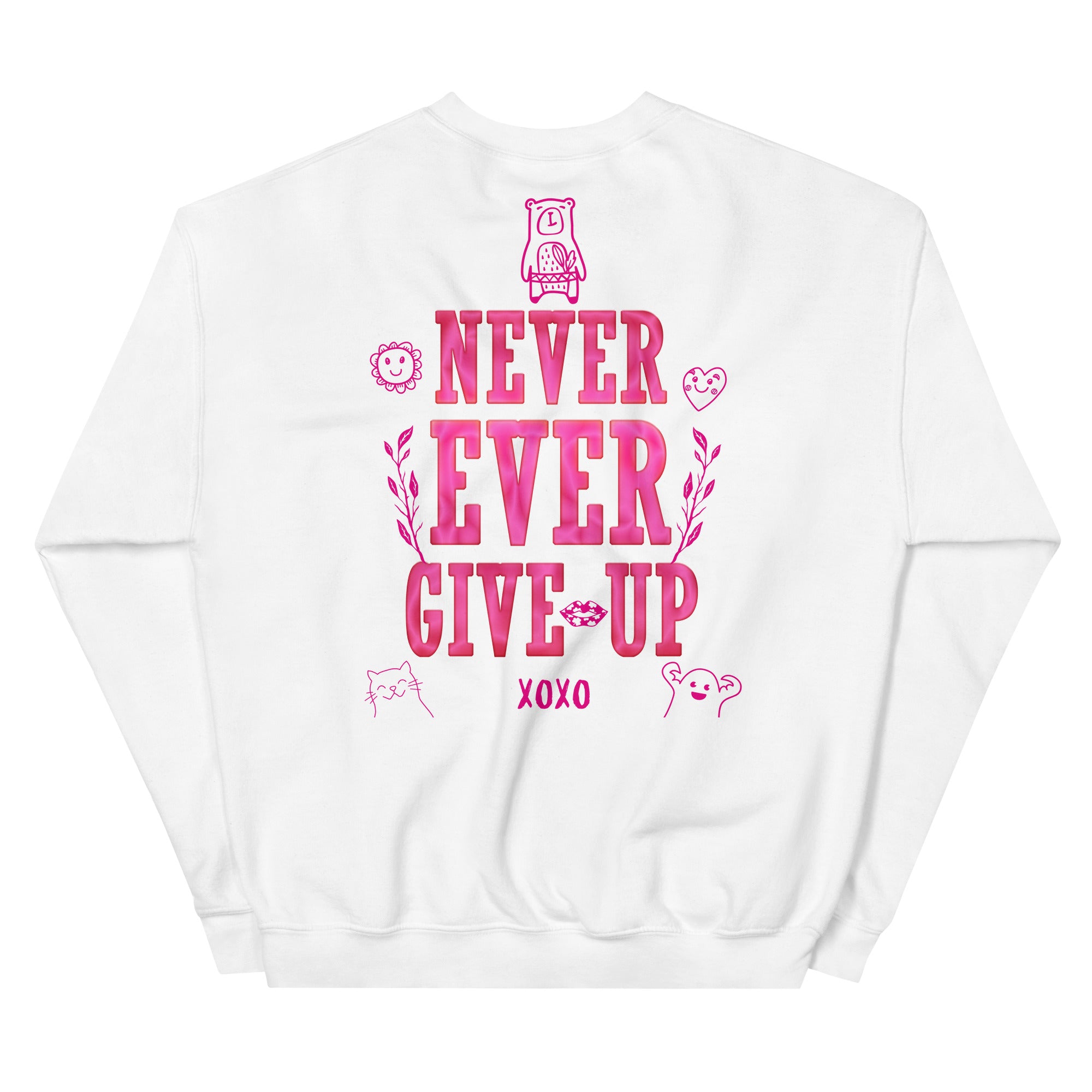 Preppy Never Ever Give Up Inspirational Crewneck Sweatshirt
