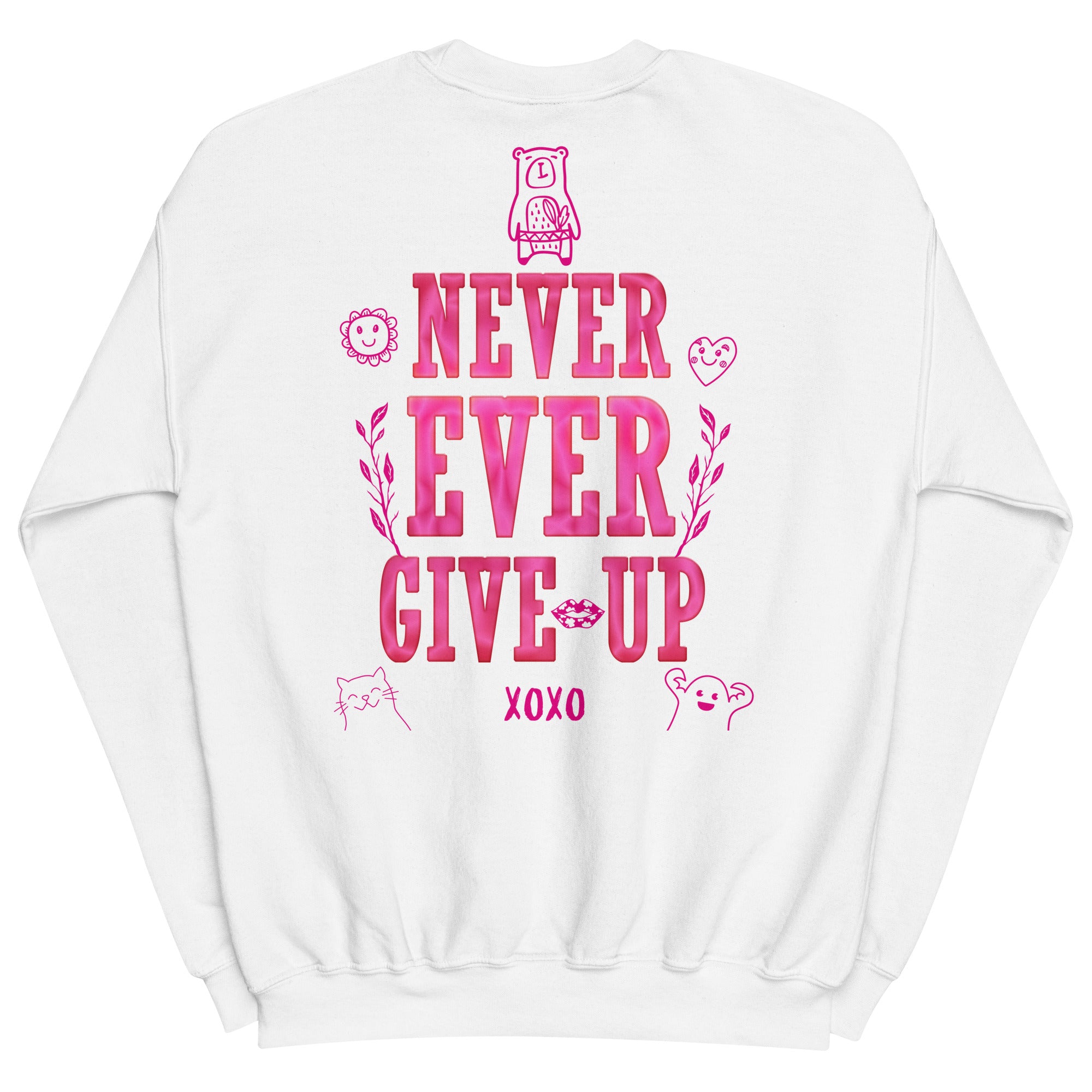 Preppy Never Ever Give Up Inspirational Crewneck Sweatshirt