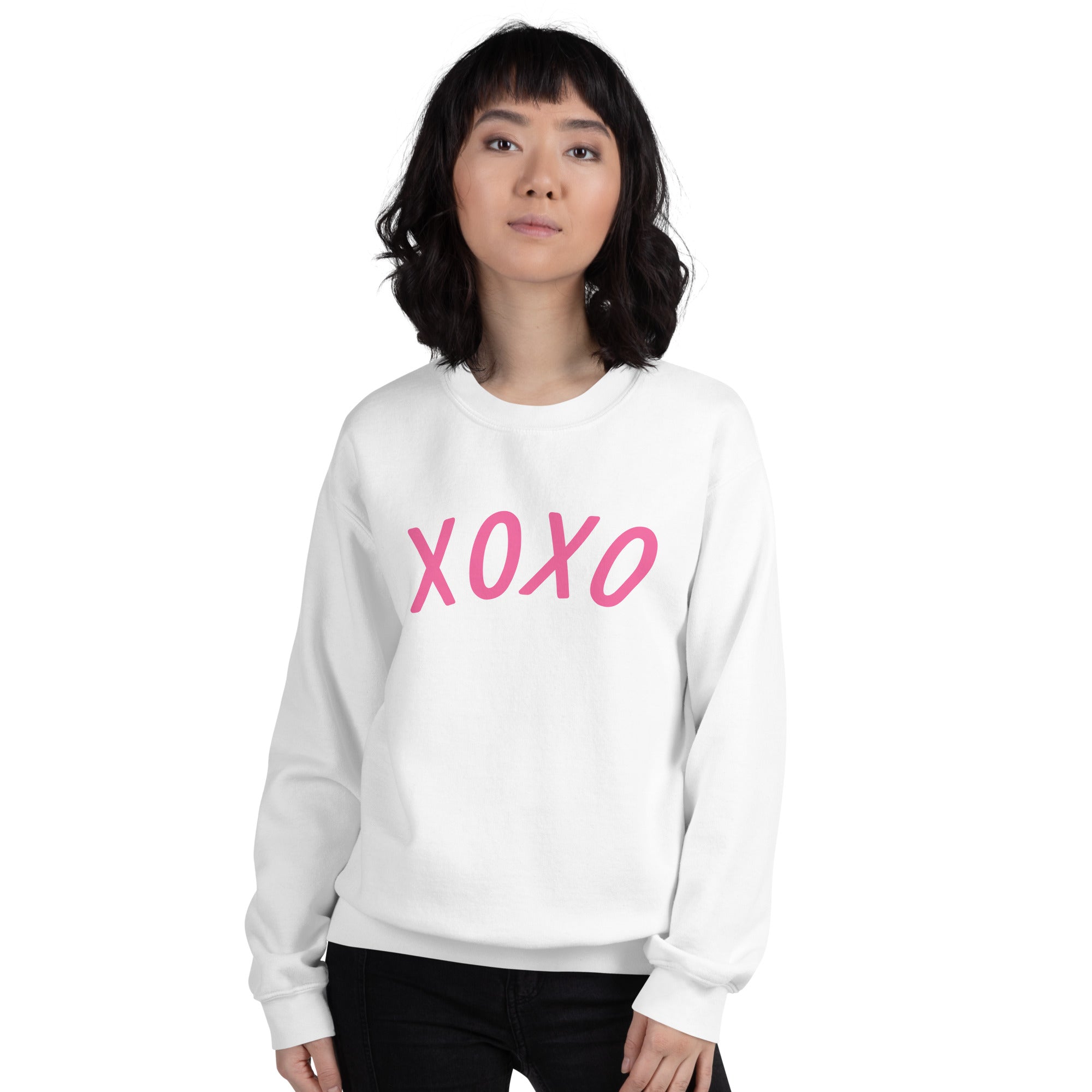 Preppy XOXO Crewneck Sweatshirt in Pink, White & Black