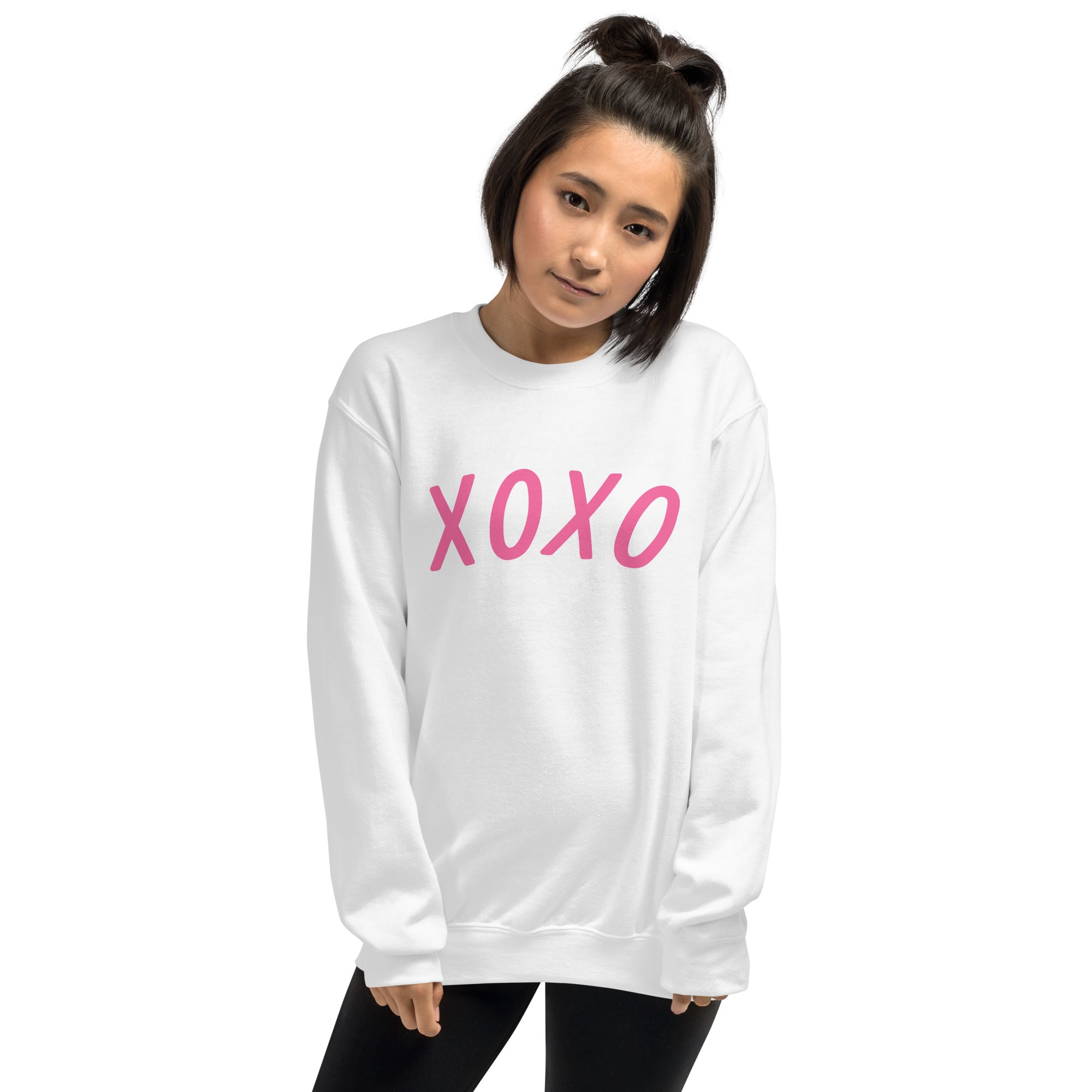 Preppy XOXO Crewneck Sweatshirt in Pink, White & Black