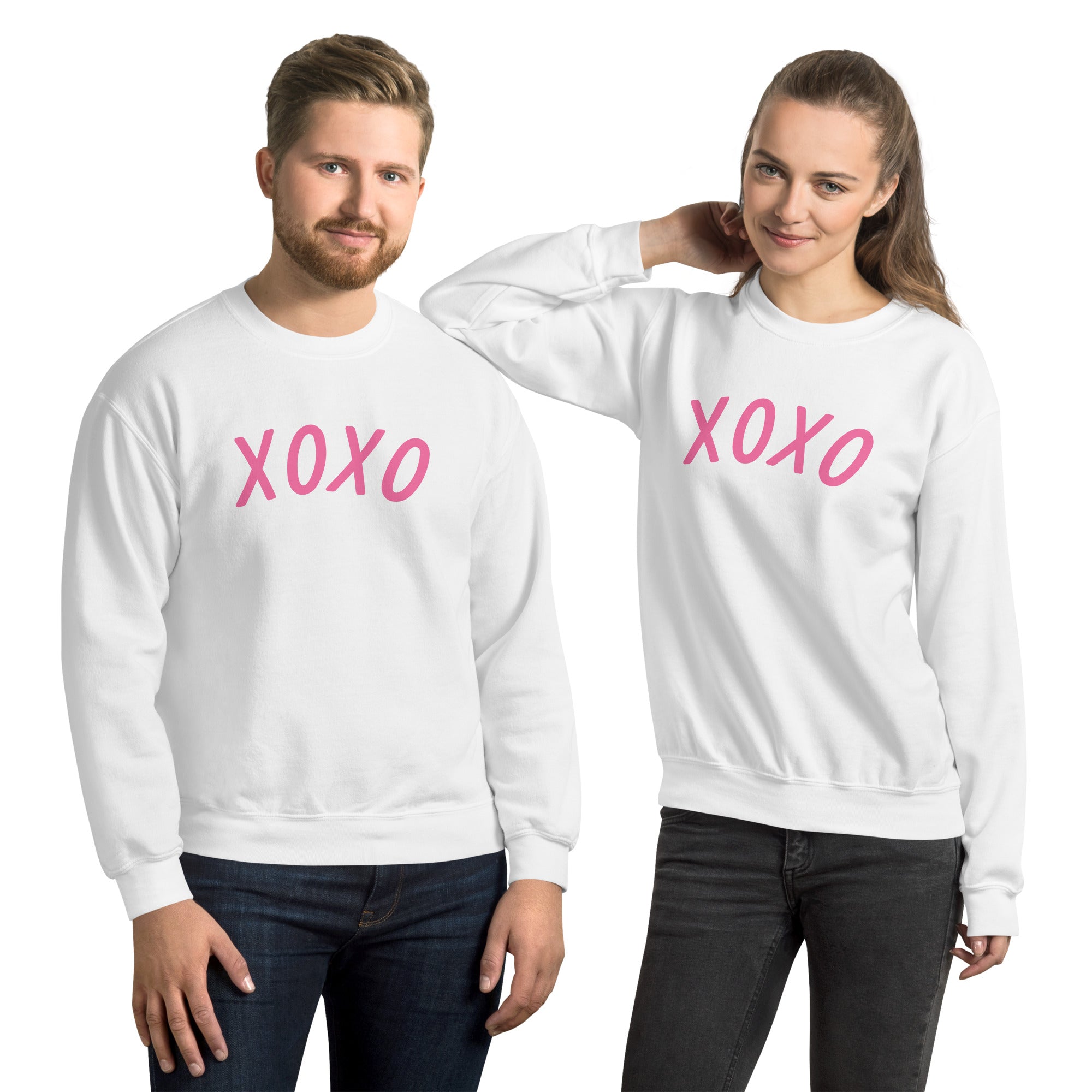 Preppy XOXO Crewneck Sweatshirt in Pink, White & Black