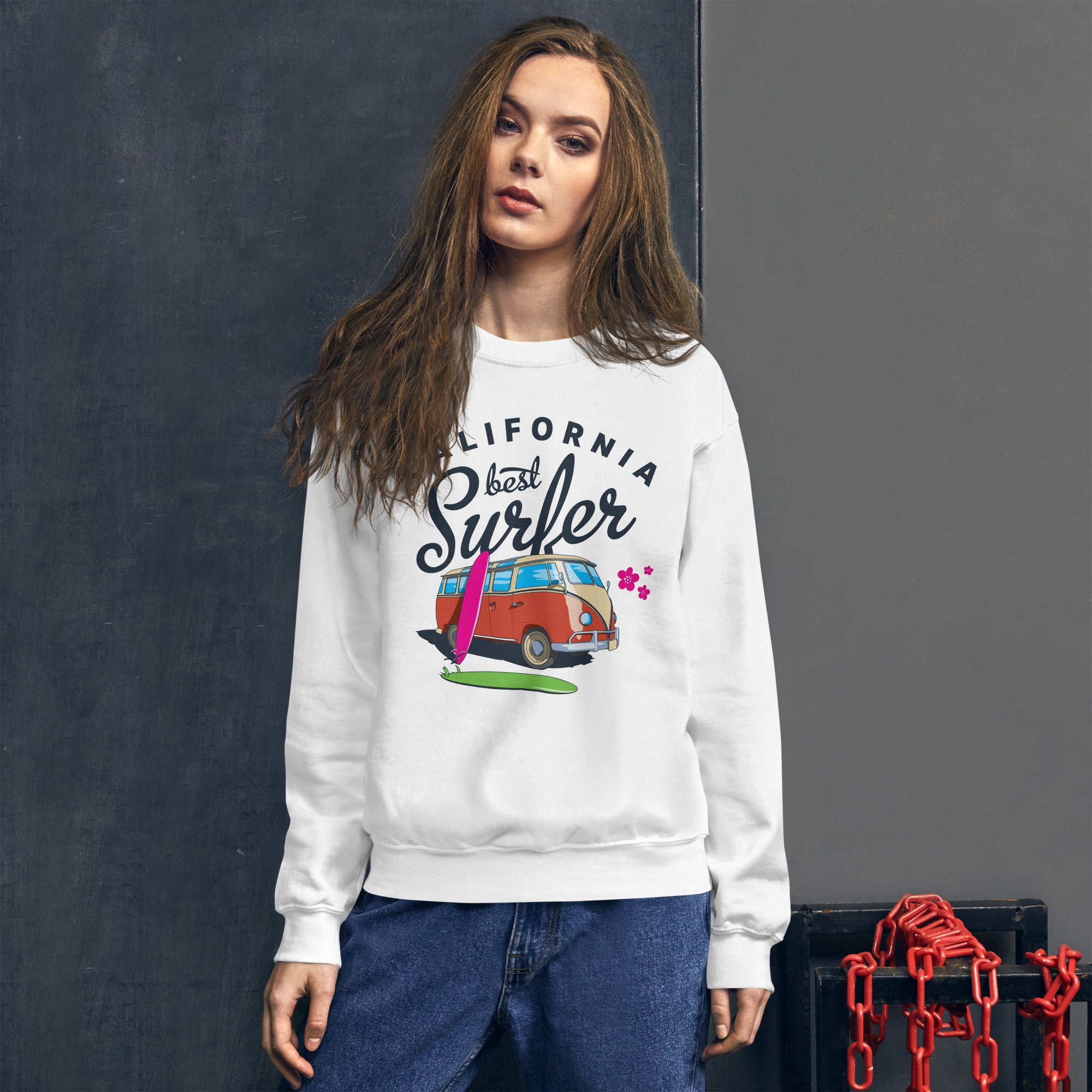 Preppy Vintage California Best Surfer Crewneck Sweatshirt