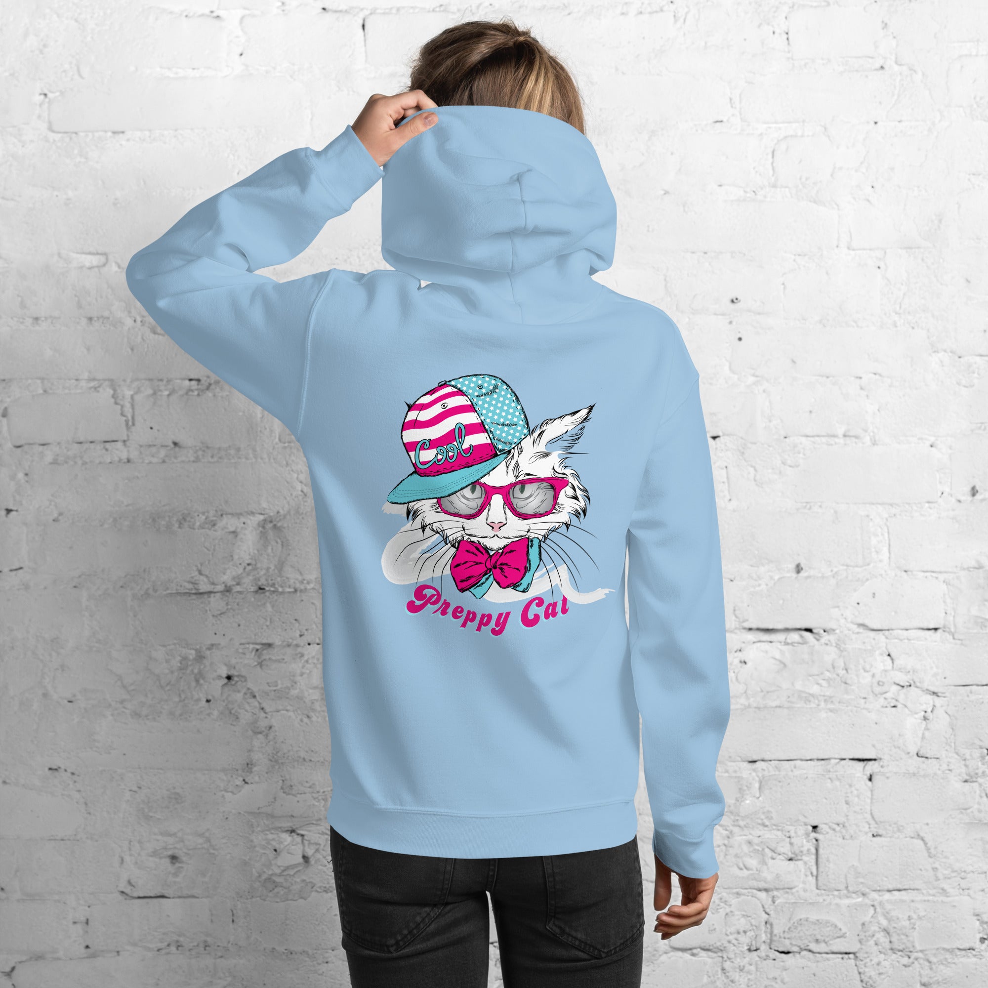 Preppy Cat Aesthetic Unisex Pullover Hoodie Sweatshirt