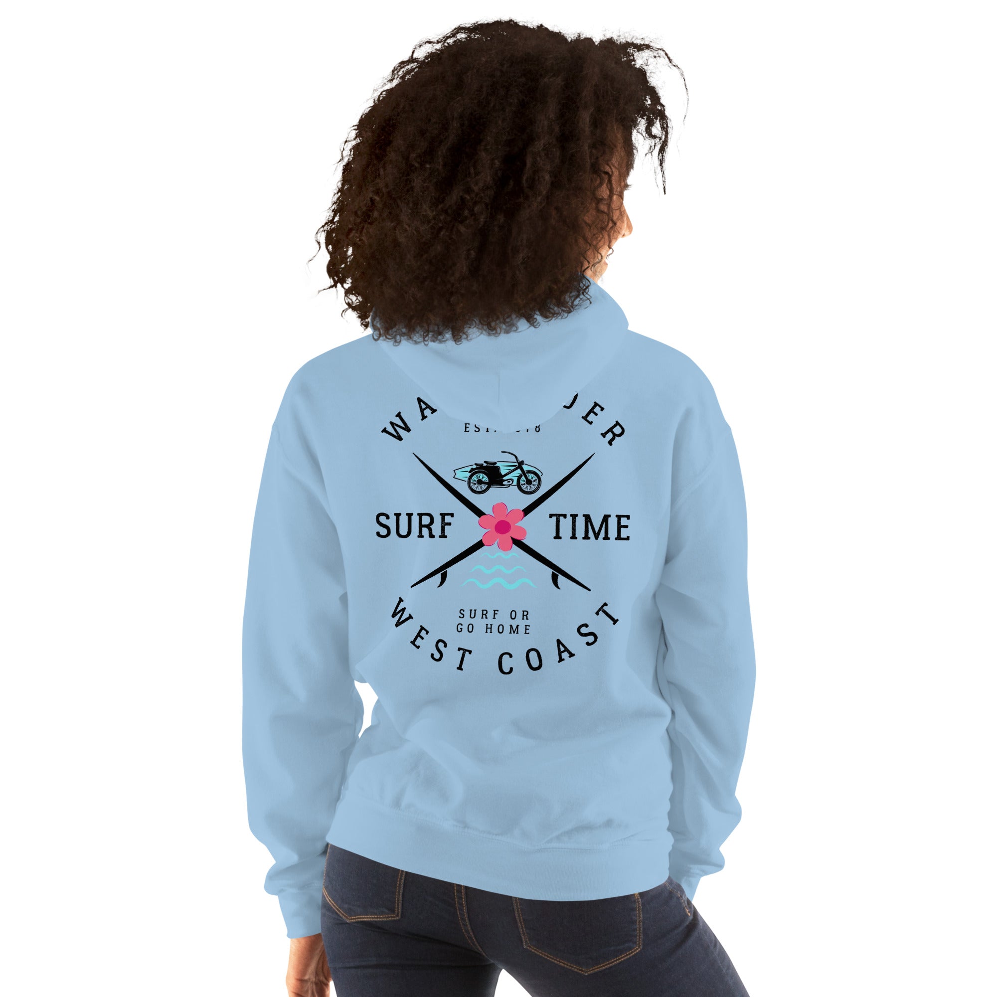 West Coast Surf Or Go Home Preppy Beach Hoodie for Women