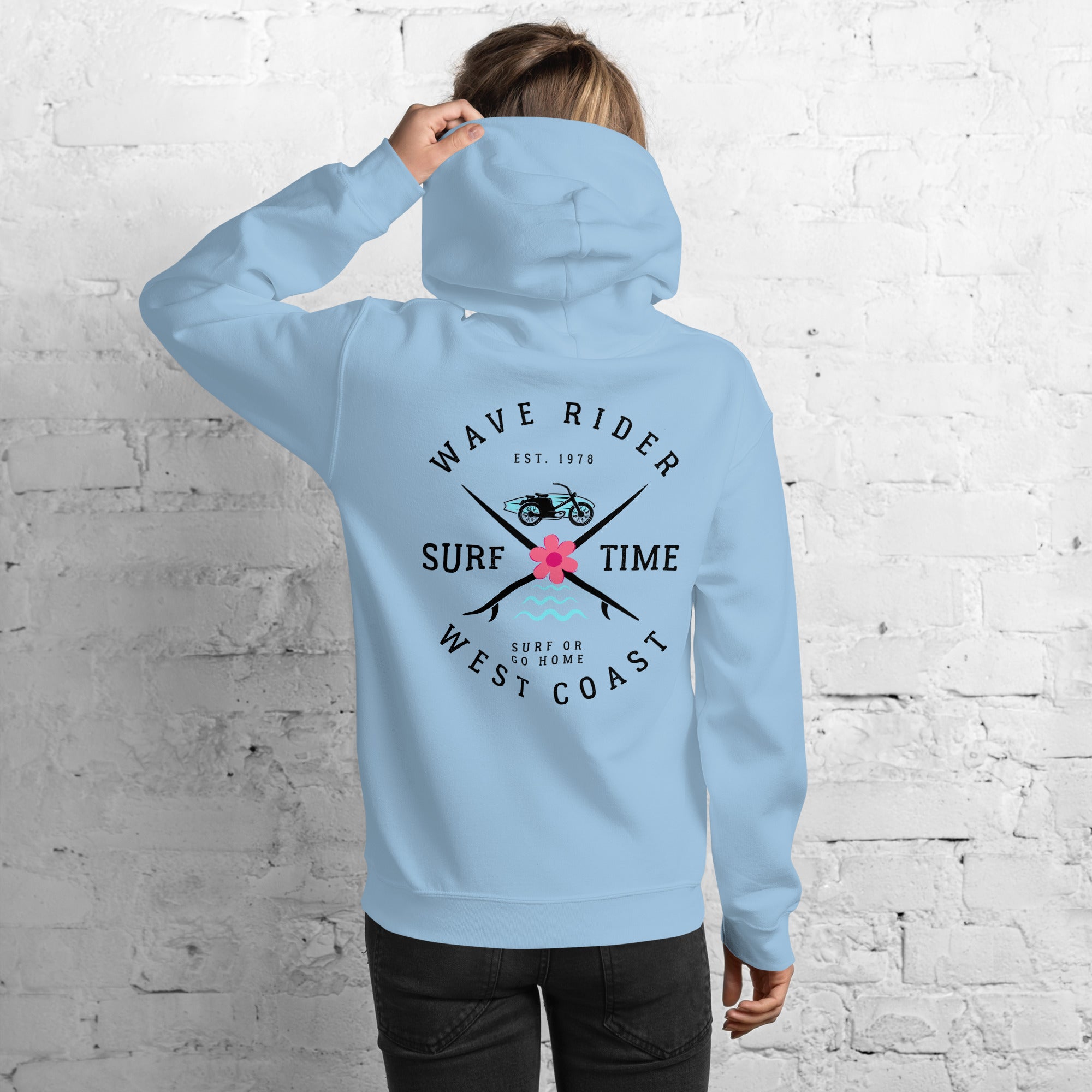 West Coast Surf Or Go Home Preppy Beach Hoodie for Women