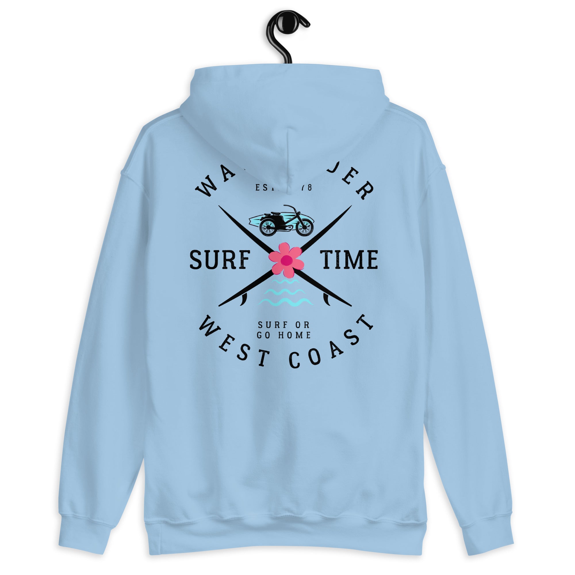 West Coast Surf Or Go Home Preppy Beach Hoodie for Women
