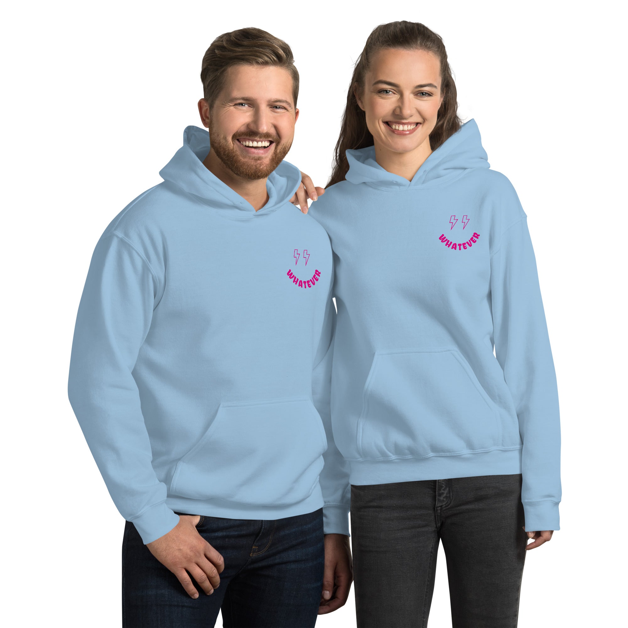 Preppy Bolt Eyes Whatever Smiley Face Aesthetic Hooded Sweatshirt