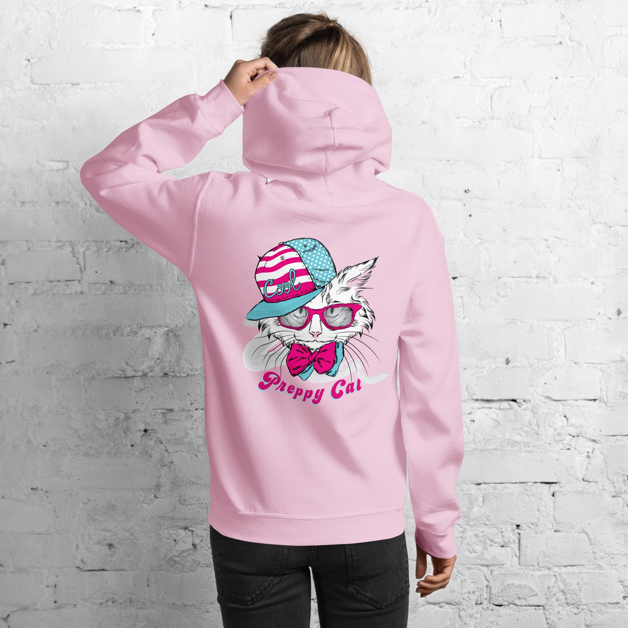 Preppy Cat Aesthetic Unisex Pullover Hoodie Sweatshirt
