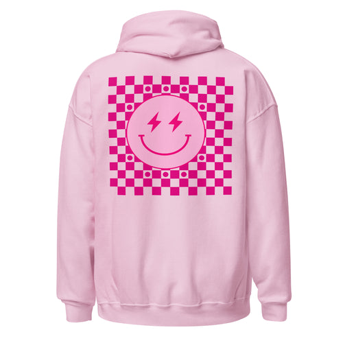 Preppy Aesthetic Checkerboard Smiley Lightning Bolt Hoodie