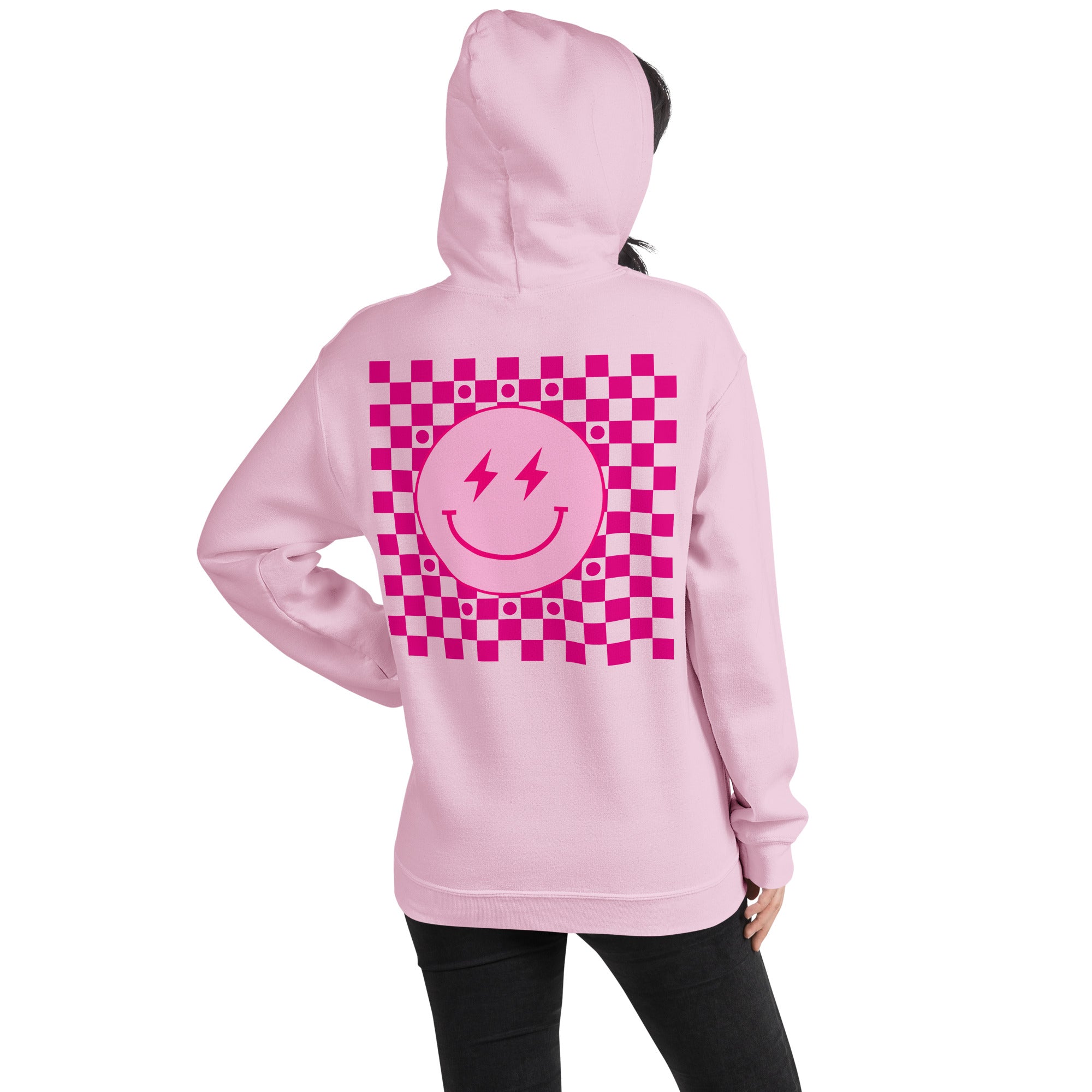 Preppy Aesthetic Checkerboard Smiley Lightning Bolt Hoodie