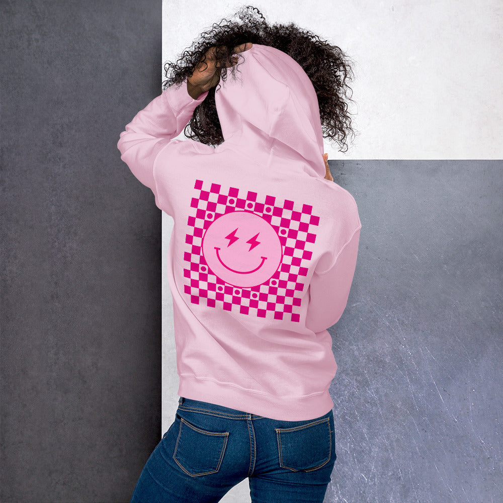 Preppy Aesthetic Checkerboard Smiley Lightning Bolt Hoodie