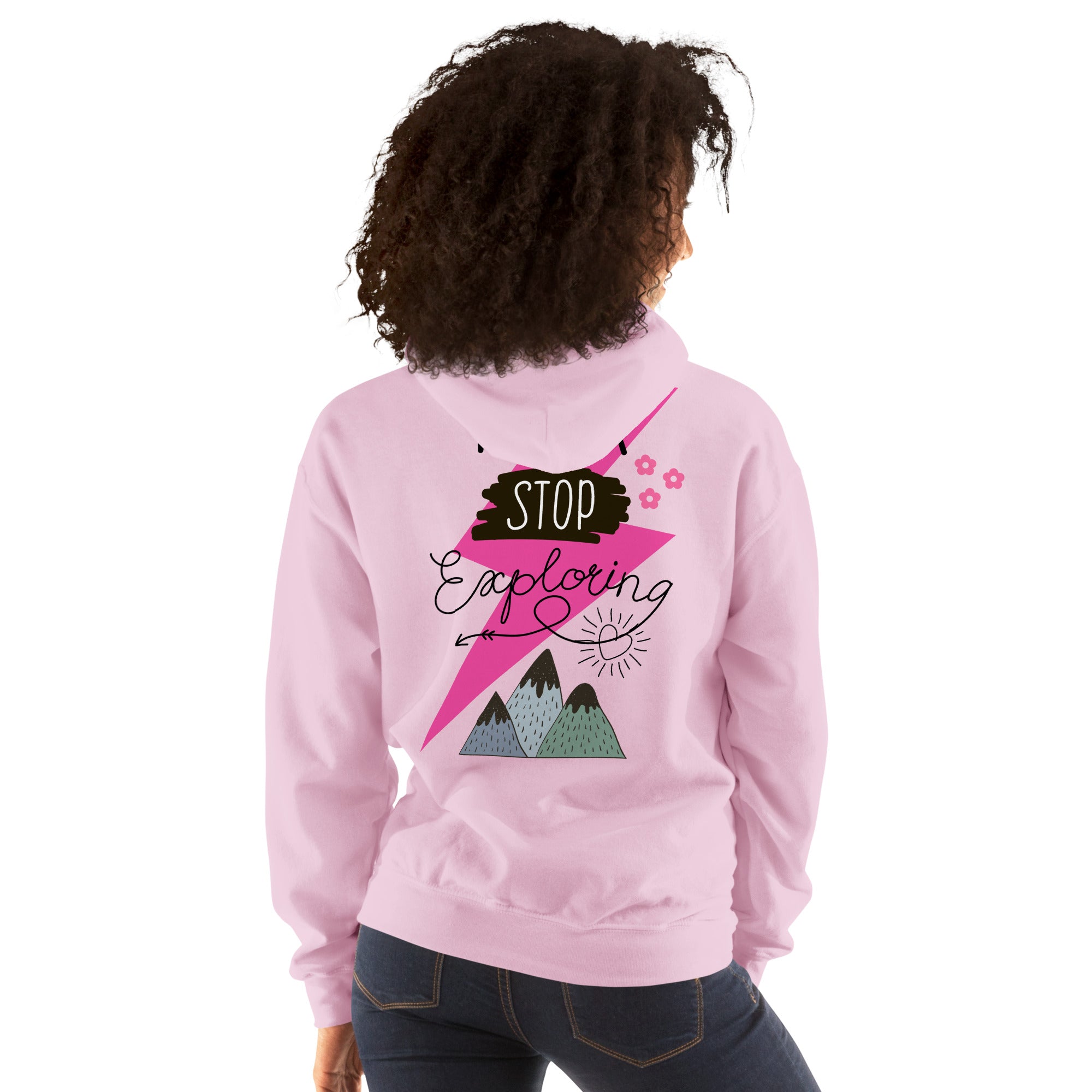 Preppy Never Stop Exploring Mountains Hoodie for Women