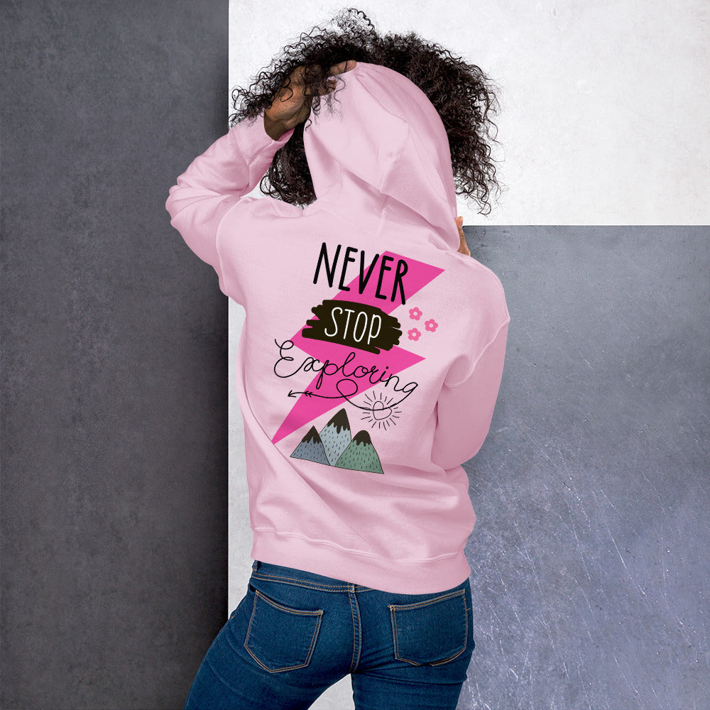 Preppy Never Stop Exploring Mountains Hoodie for Women