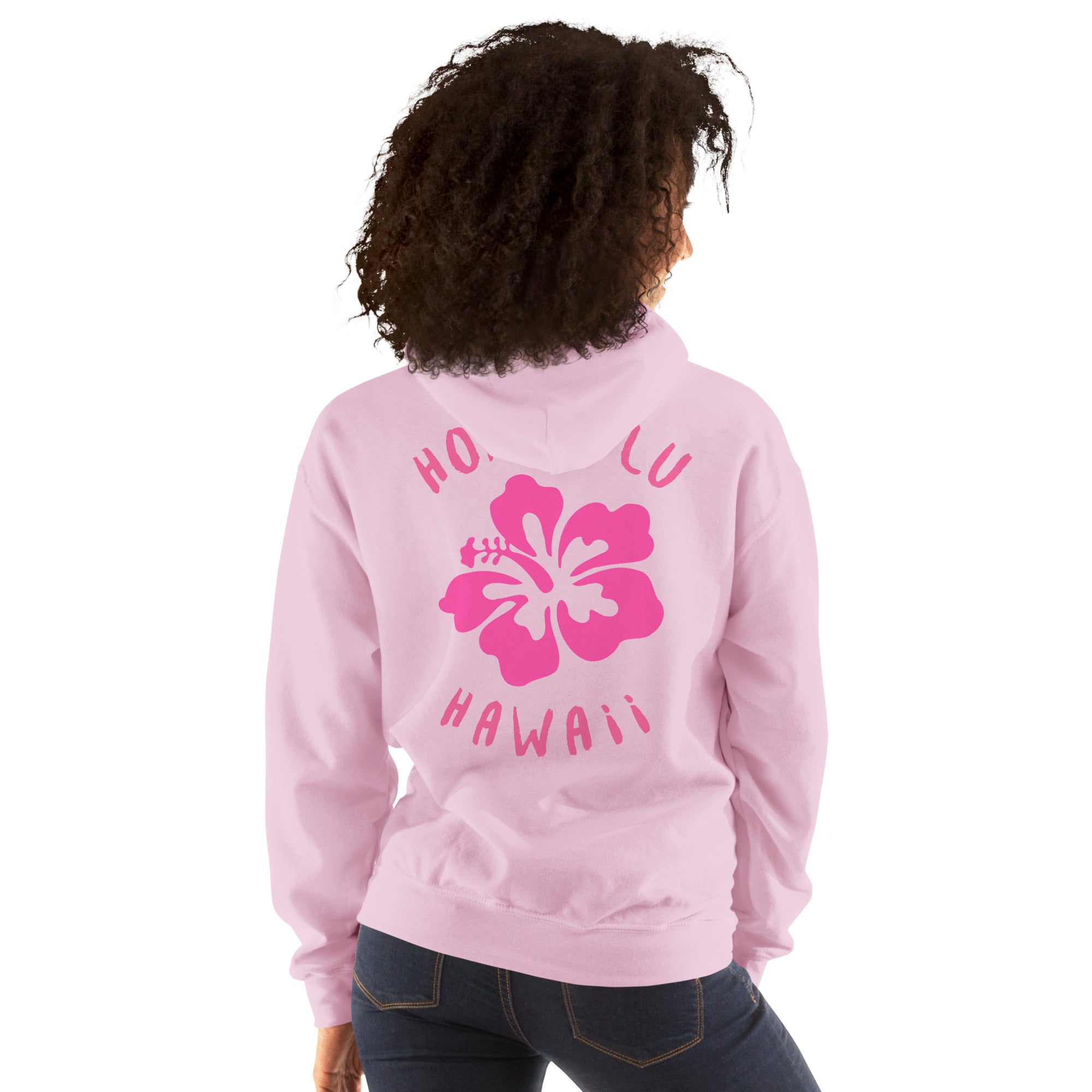 Preppy Honolulu Hawaii Pink Hibiscus Beach Hoodie for Women