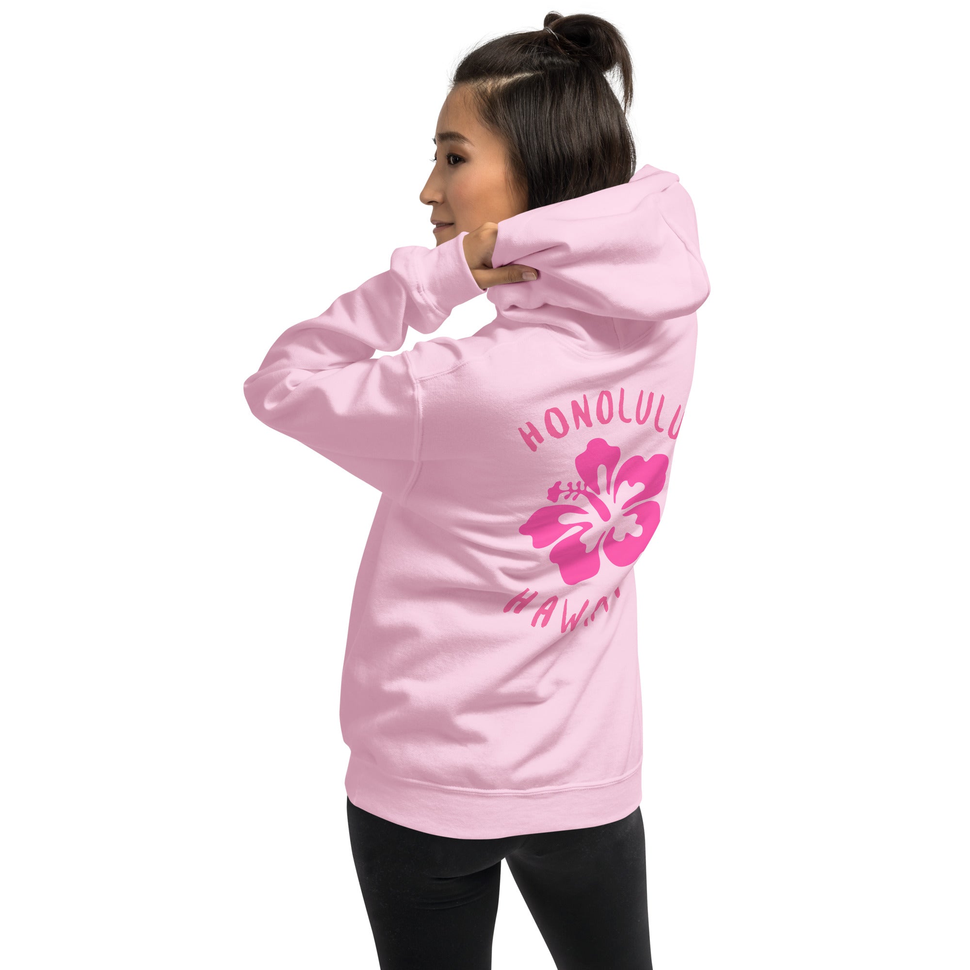 Preppy Honolulu Hawaii Pink Hibiscus Beach Hoodie for Women
