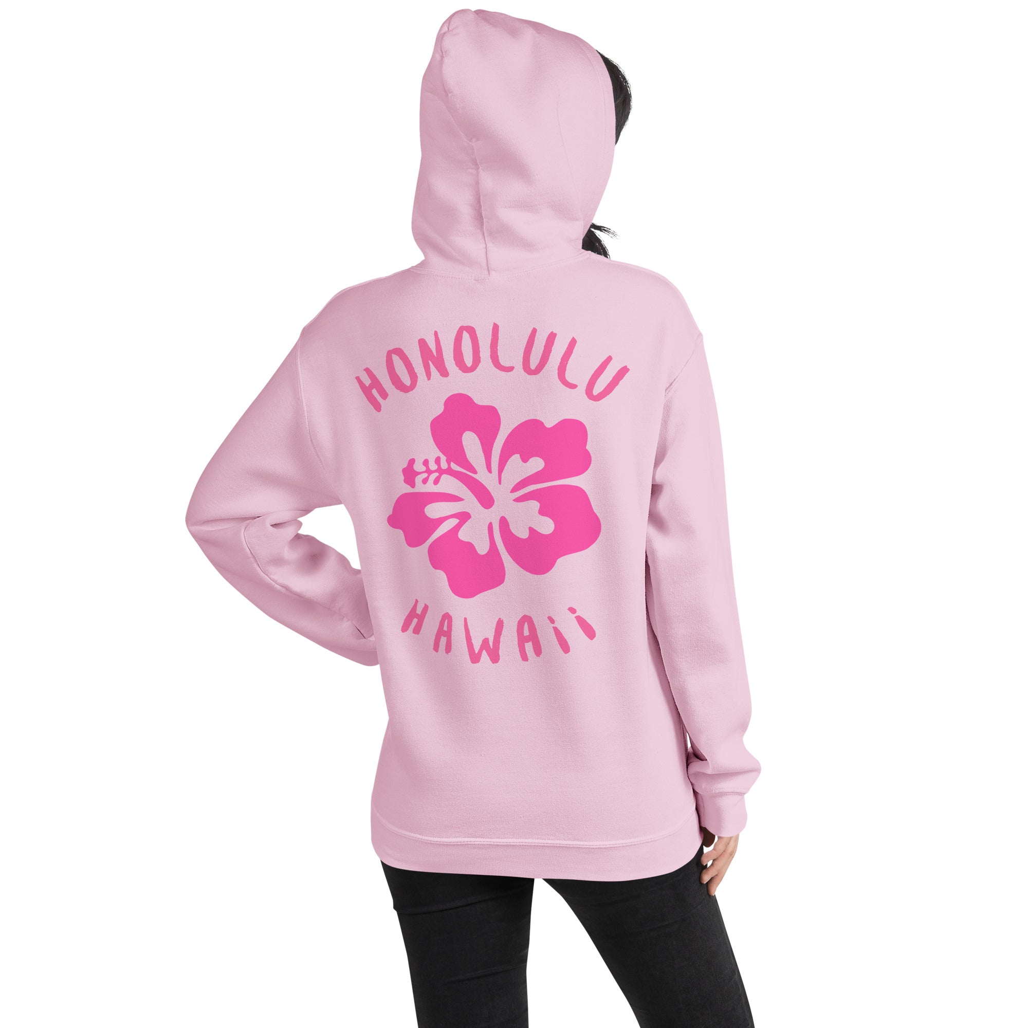 Preppy Honolulu Hawaii Pink Hibiscus Beach Hoodie for Women