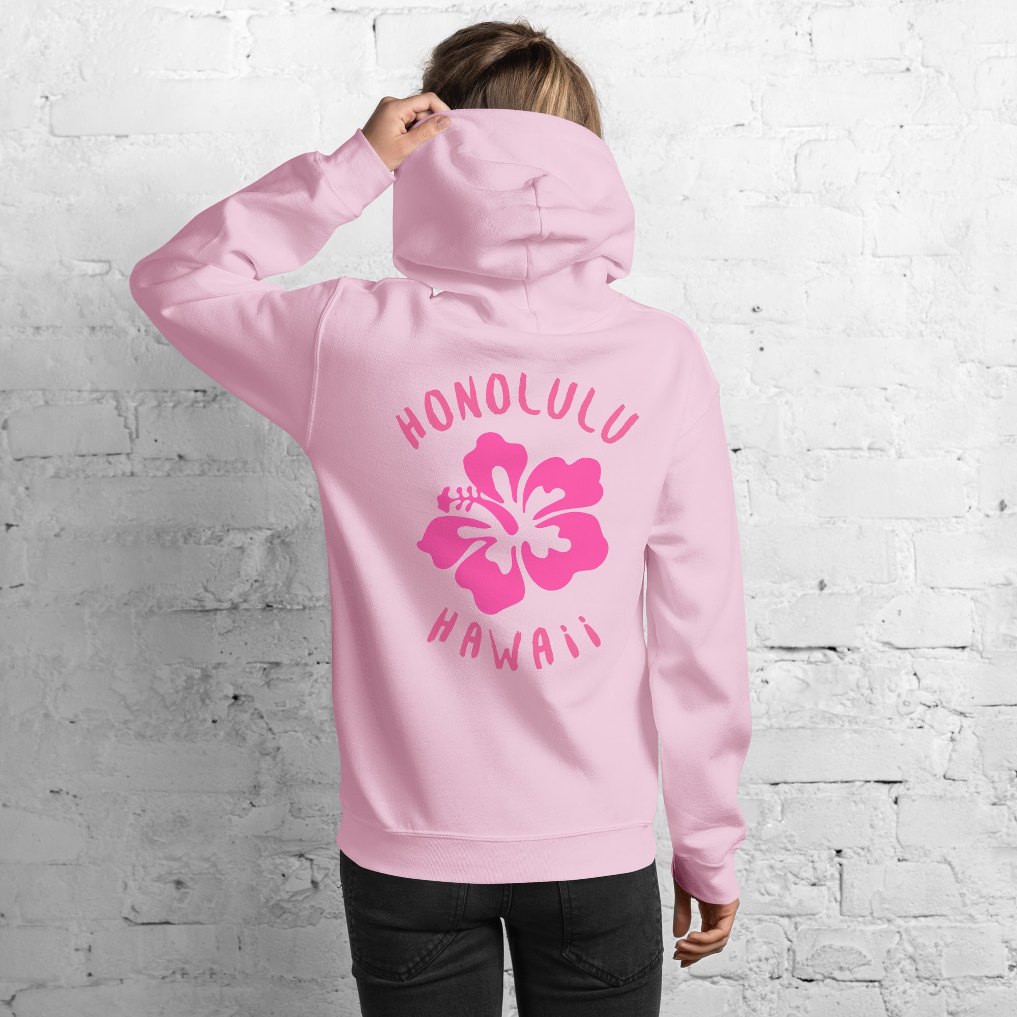 Preppy Honolulu Hawaii Pink Hibiscus Beach Hoodie for Women