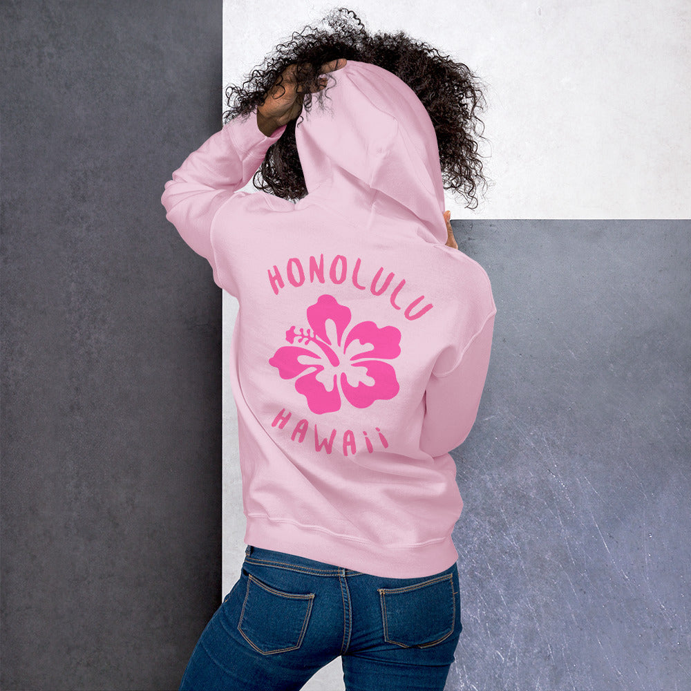 Preppy Honolulu Hawaii Pink Hibiscus Beach Hoodie for Women