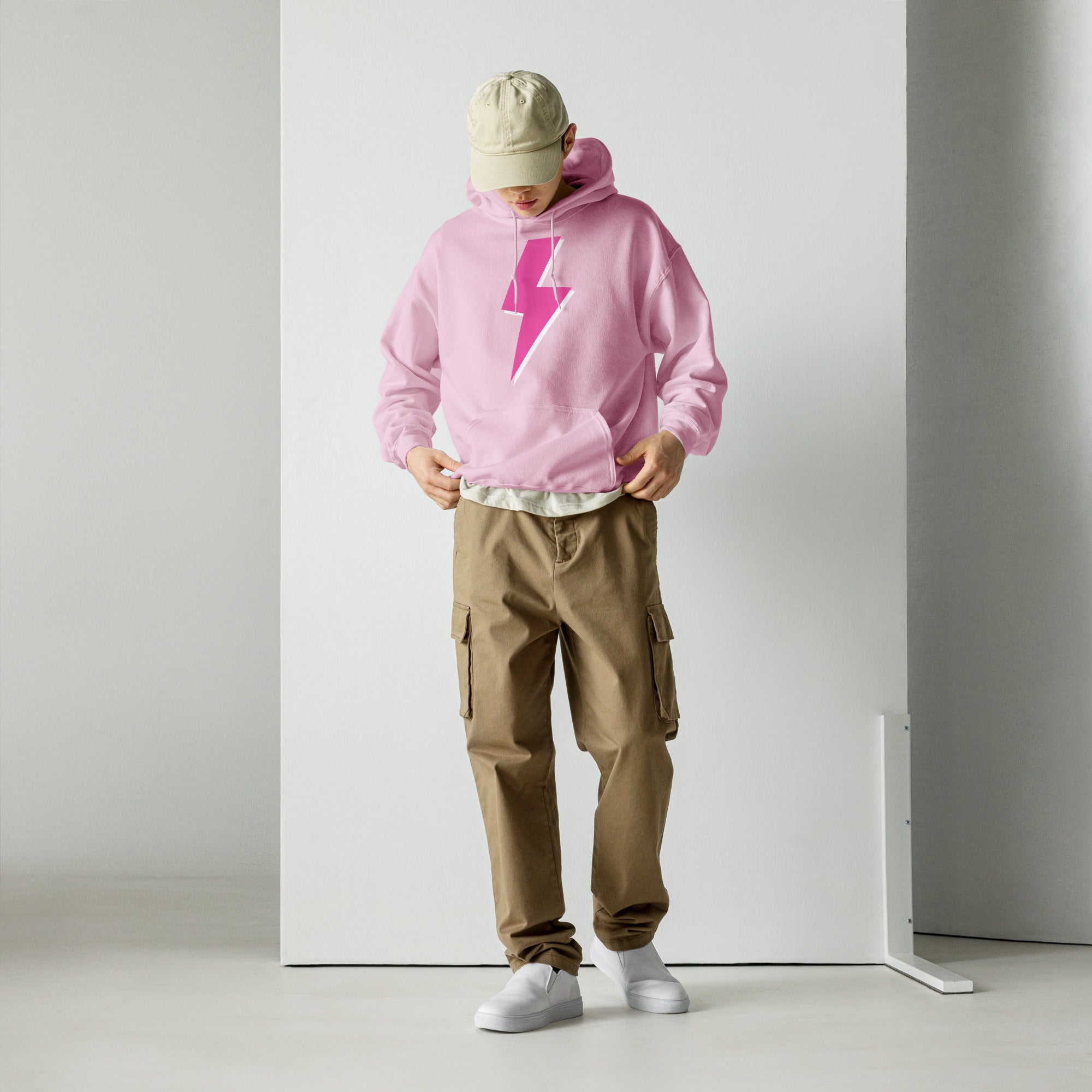 Preppy Pink Lightning Bolt Trendy Aesthetic Hoodie