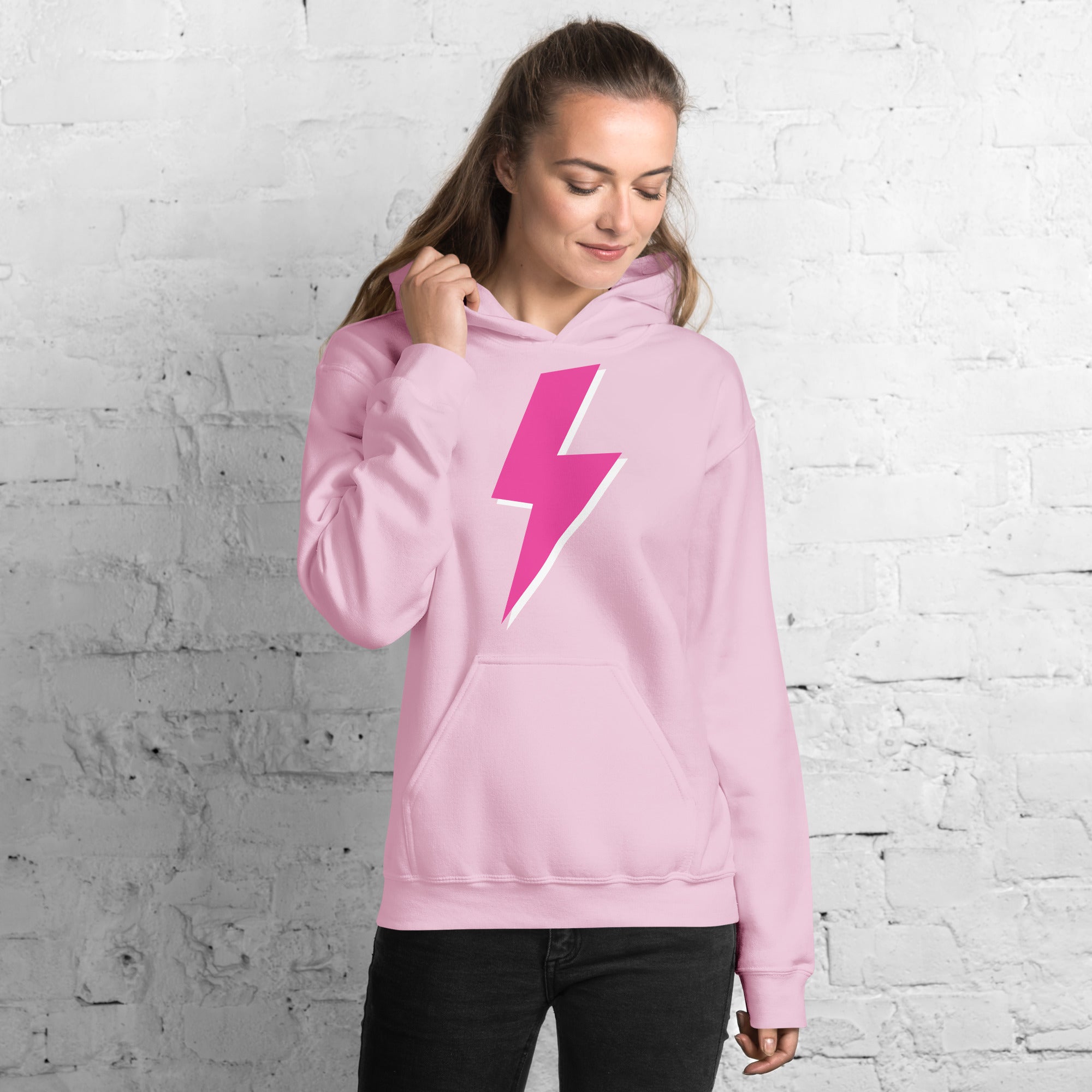 Preppy Pink Lightning Bolt Trendy Aesthetic Hoodie