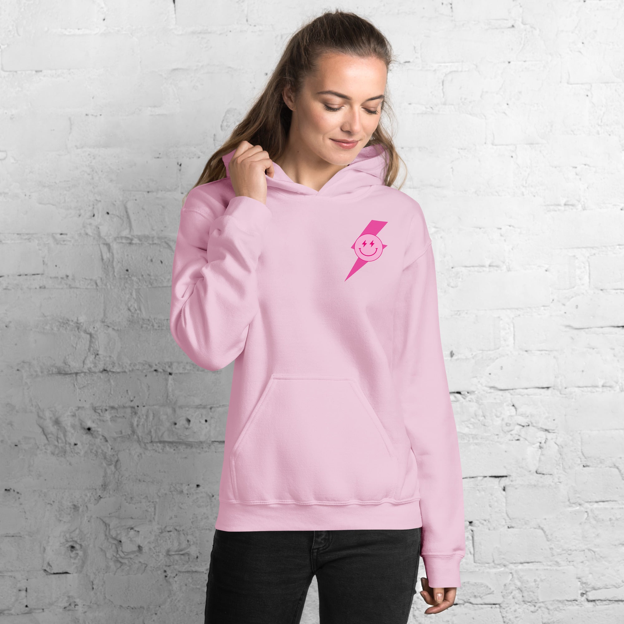 Preppy Aesthetic Checkerboard Smiley Lightning Bolt Hoodie