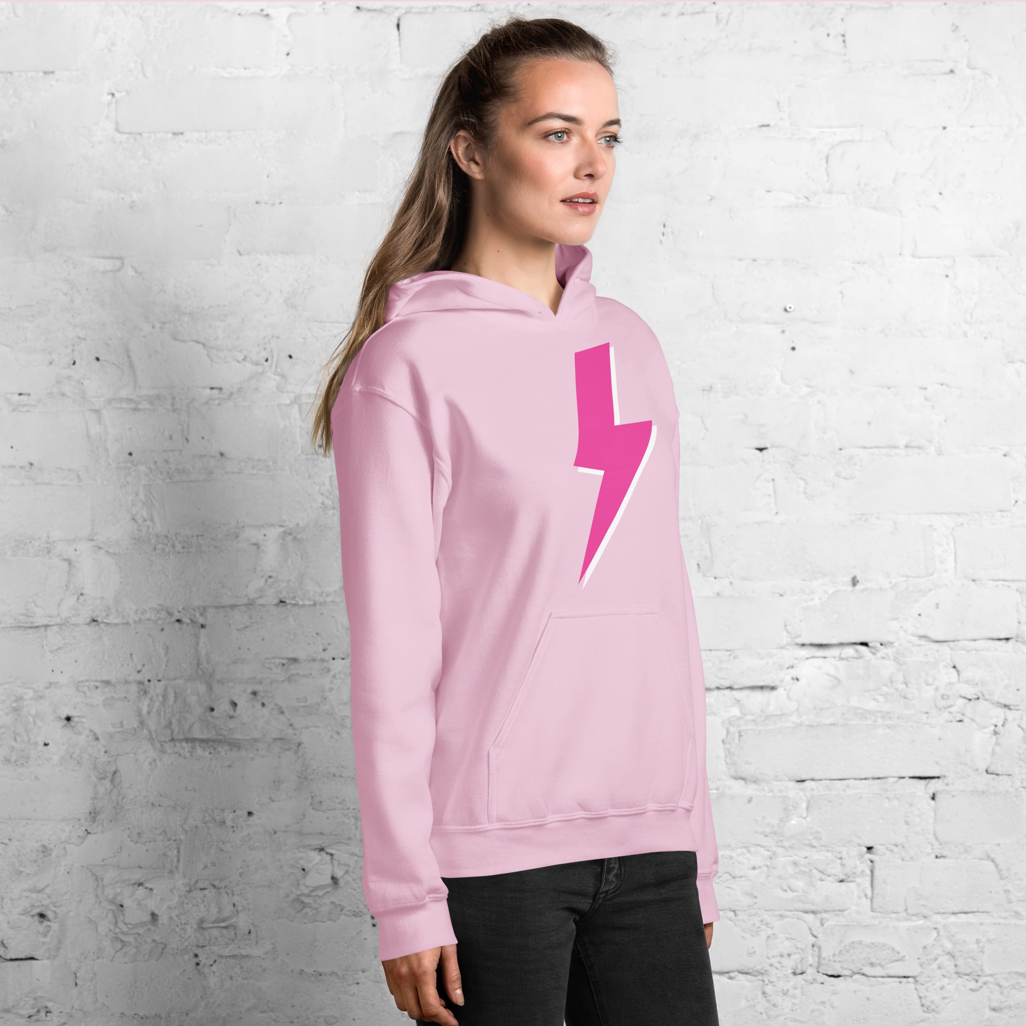 Preppy Pink Lightning Bolt Trendy Aesthetic Hoodie