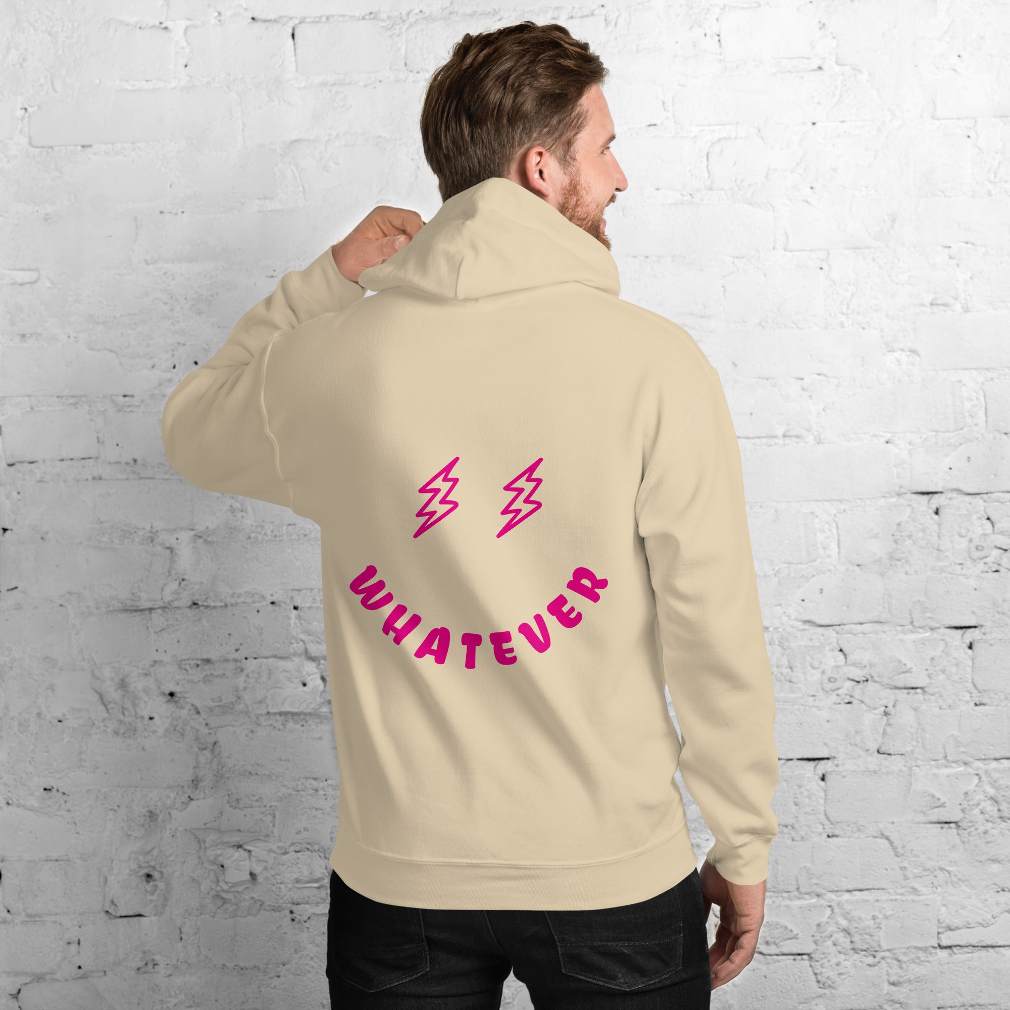 Preppy Bolt Eyes Whatever Smiley Face Aesthetic Hooded Sweatshirt