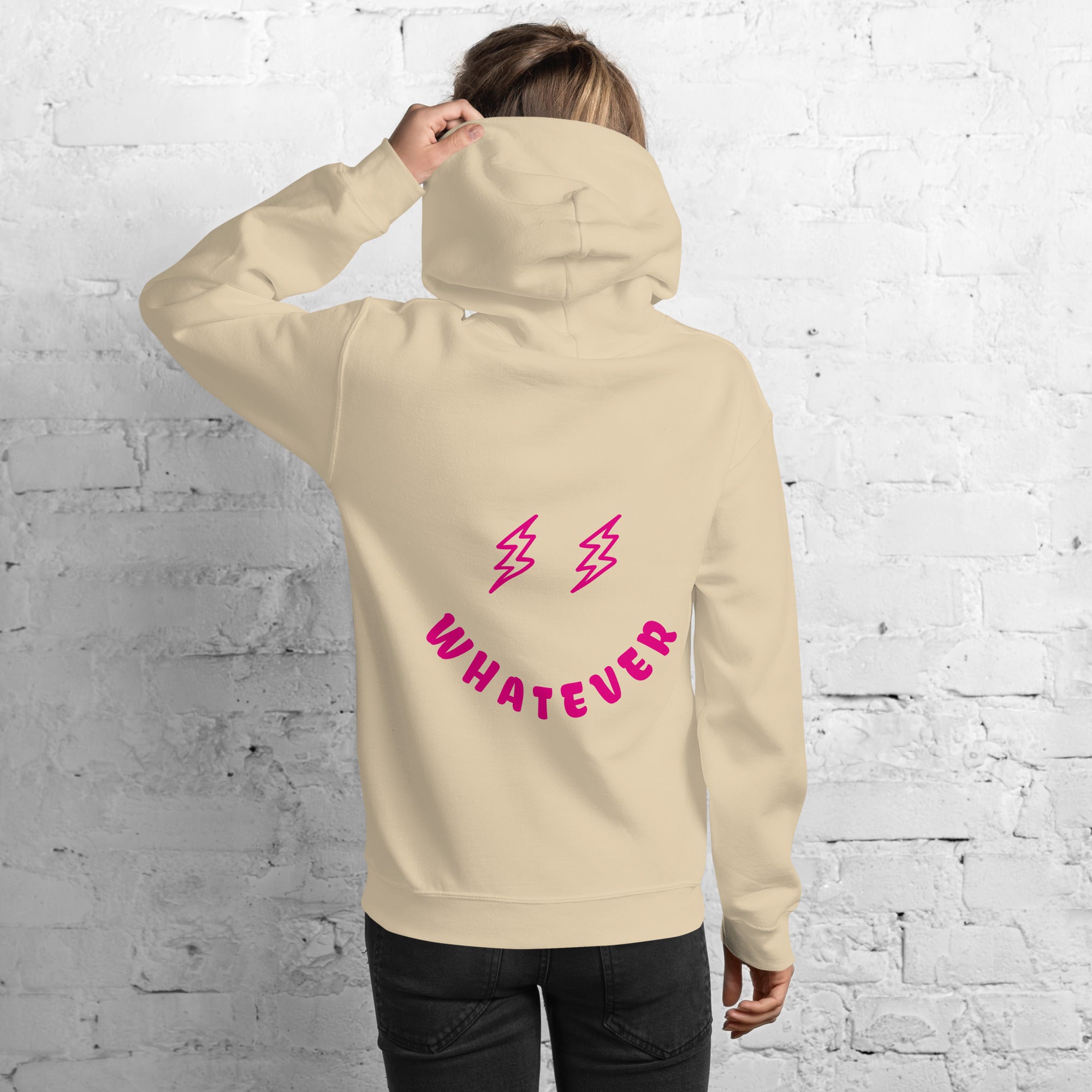 Preppy Bolt Eyes Whatever Smiley Face Aesthetic Hooded Sweatshirt