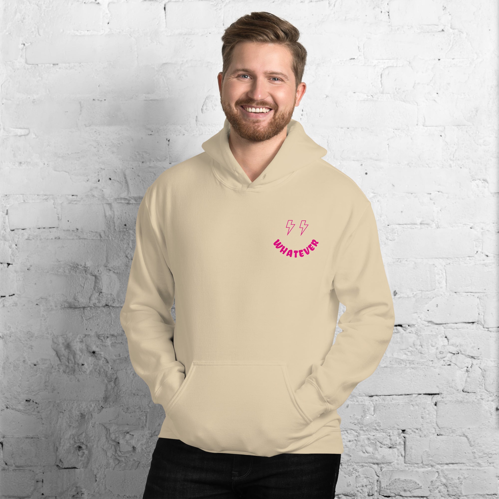 Preppy Bolt Eyes Whatever Smiley Face Aesthetic Hooded Sweatshirt