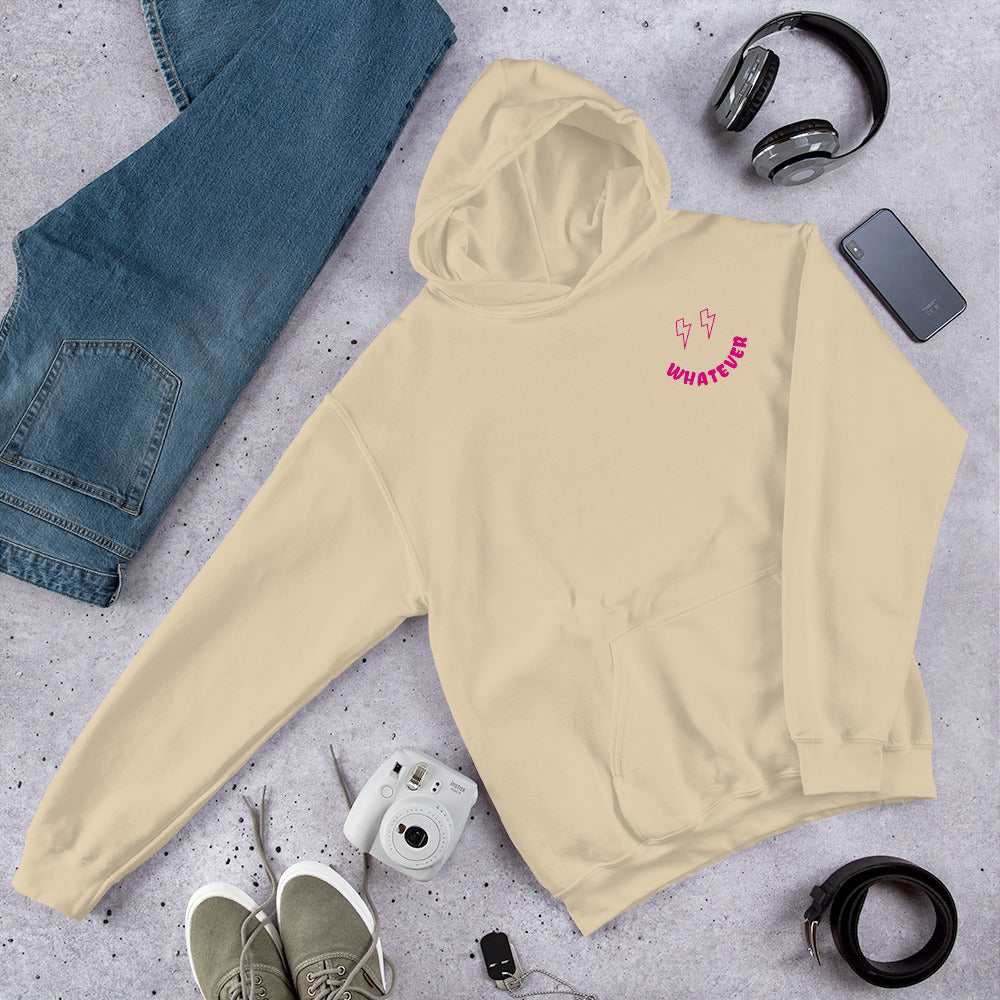 Preppy Bolt Eyes Whatever Smiley Face Aesthetic Hooded Sweatshirt