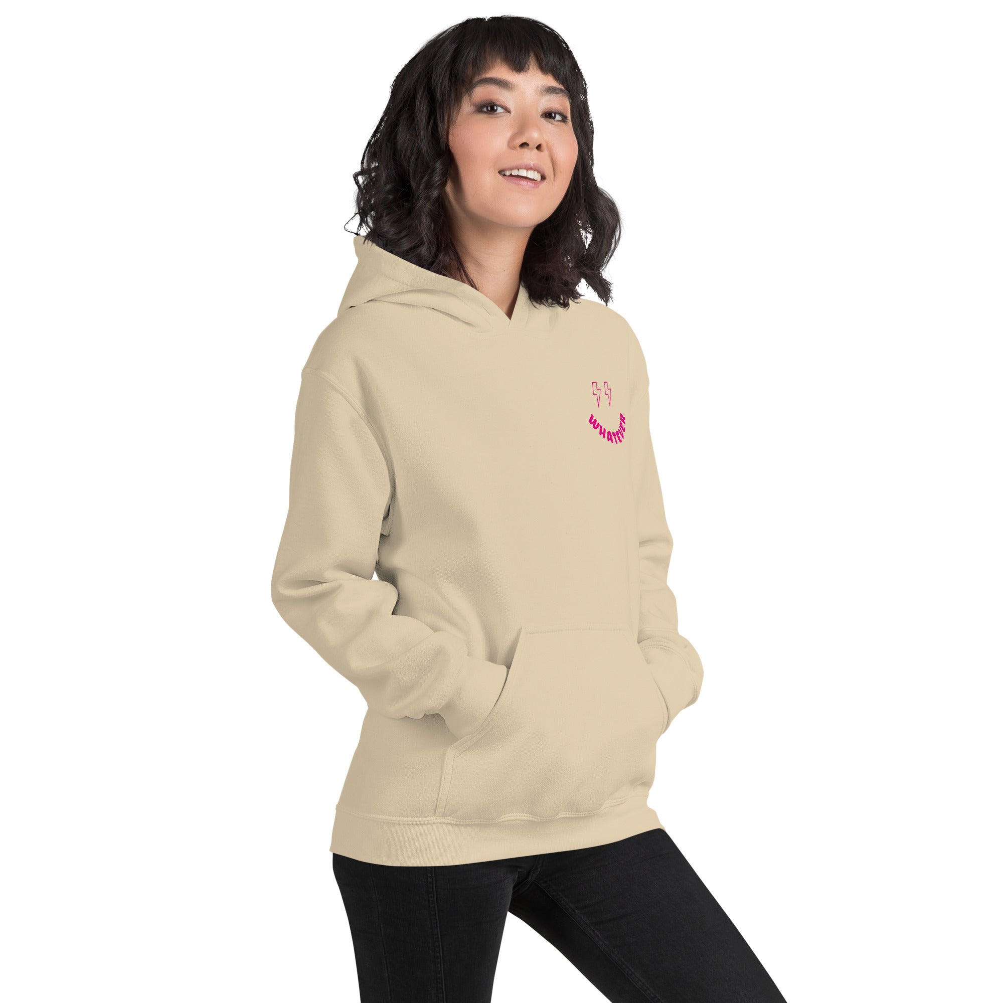 Preppy Bolt Eyes Whatever Smiley Face Aesthetic Hooded Sweatshirt