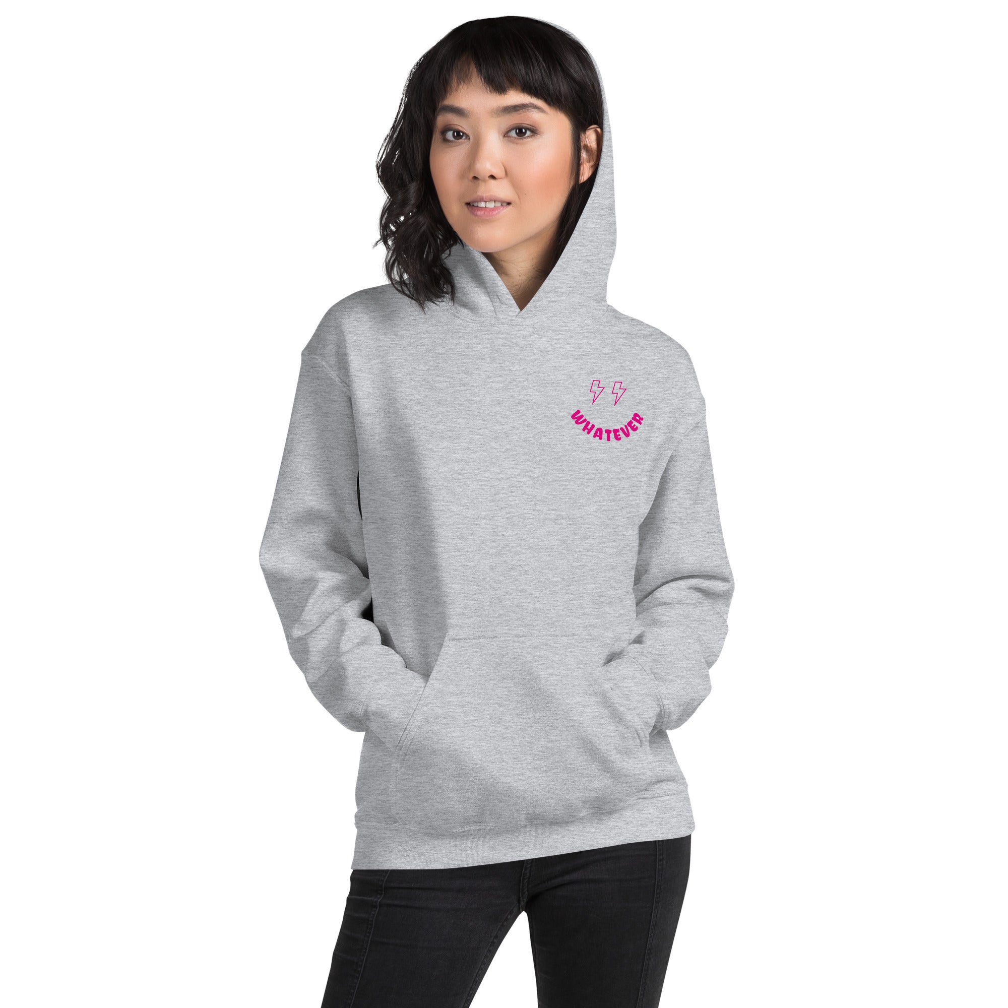 Preppy Bolt Eyes Whatever Smiley Face Aesthetic Hooded Sweatshirt