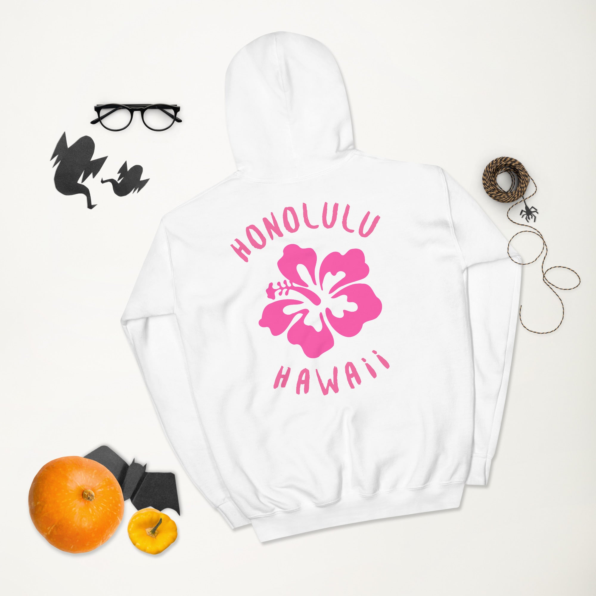 Preppy Honolulu Hawaii Pink Hibiscus Beach Hoodie for Women