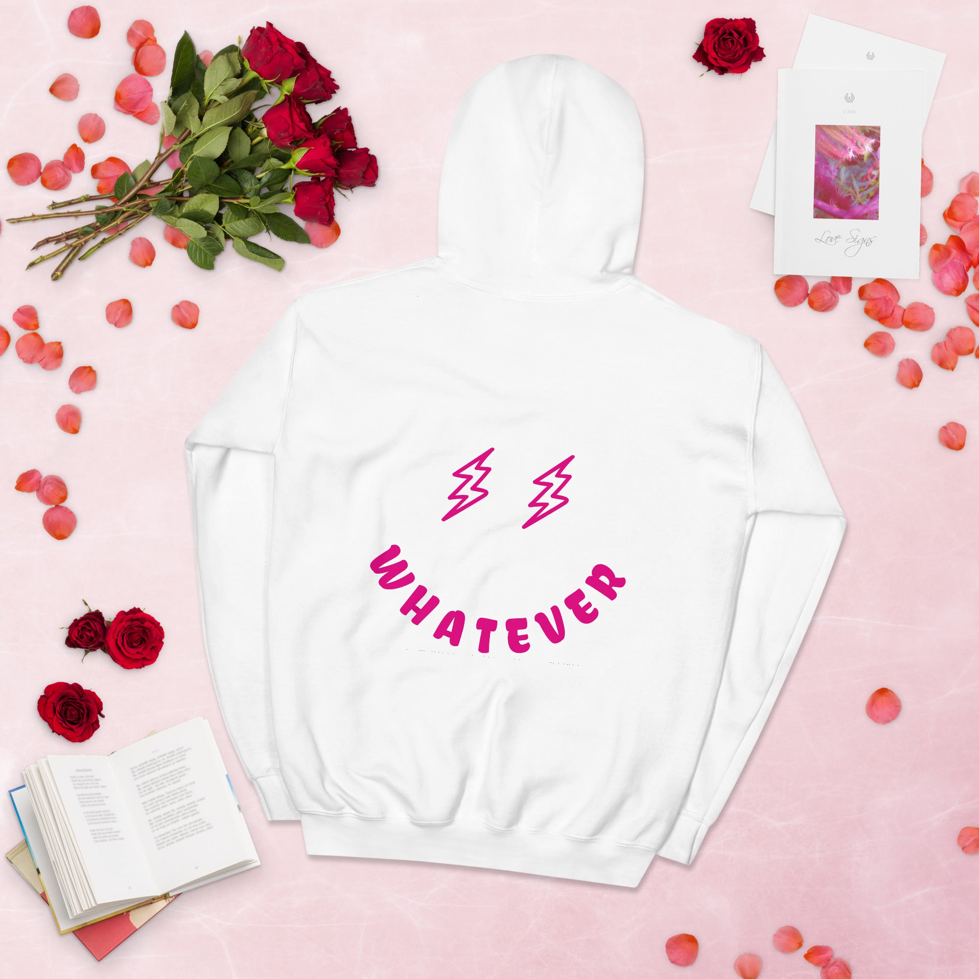 Preppy Bolt Eyes Whatever Smiley Face Aesthetic Hooded Sweatshirt