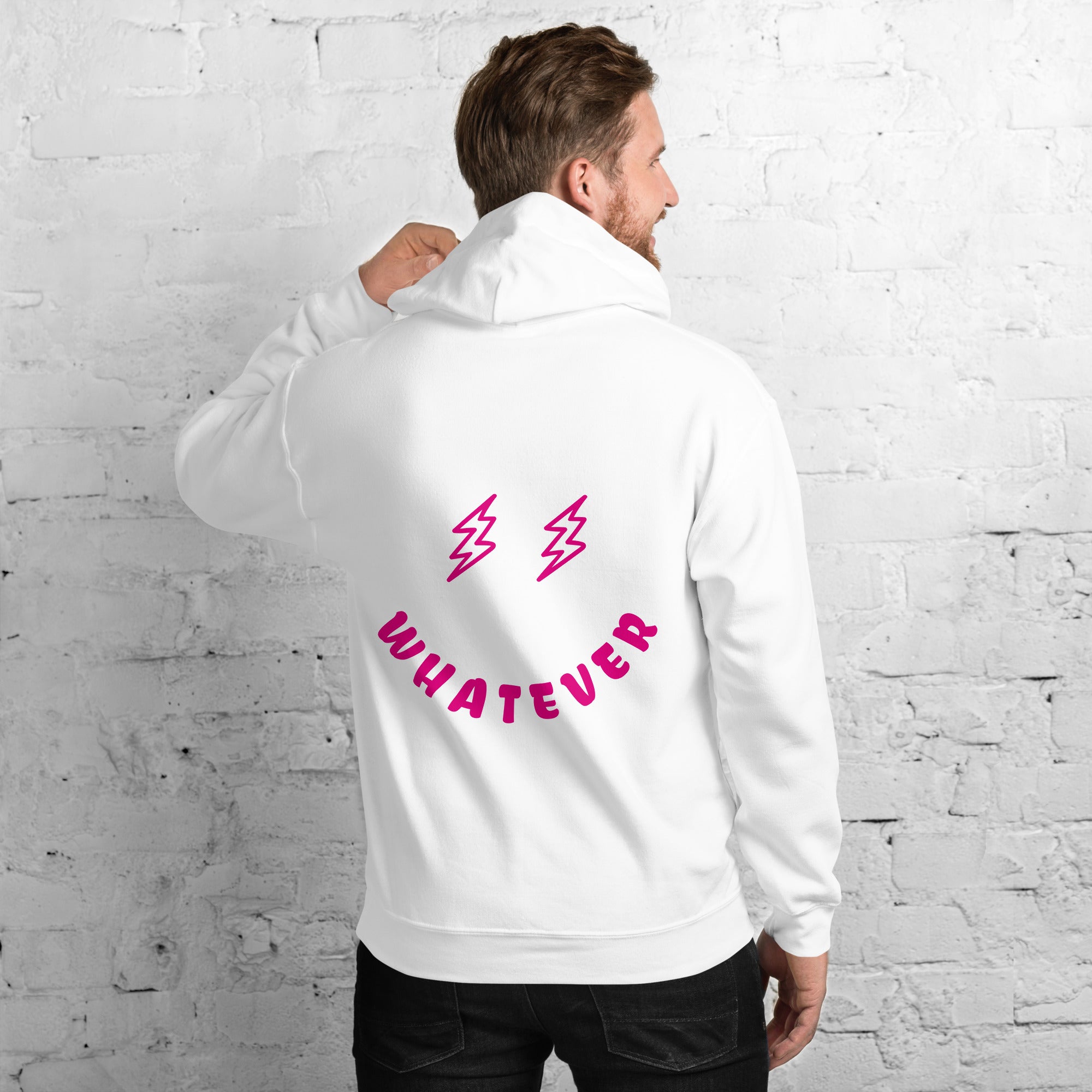 Preppy Bolt Eyes Whatever Smiley Face Aesthetic Hooded Sweatshirt