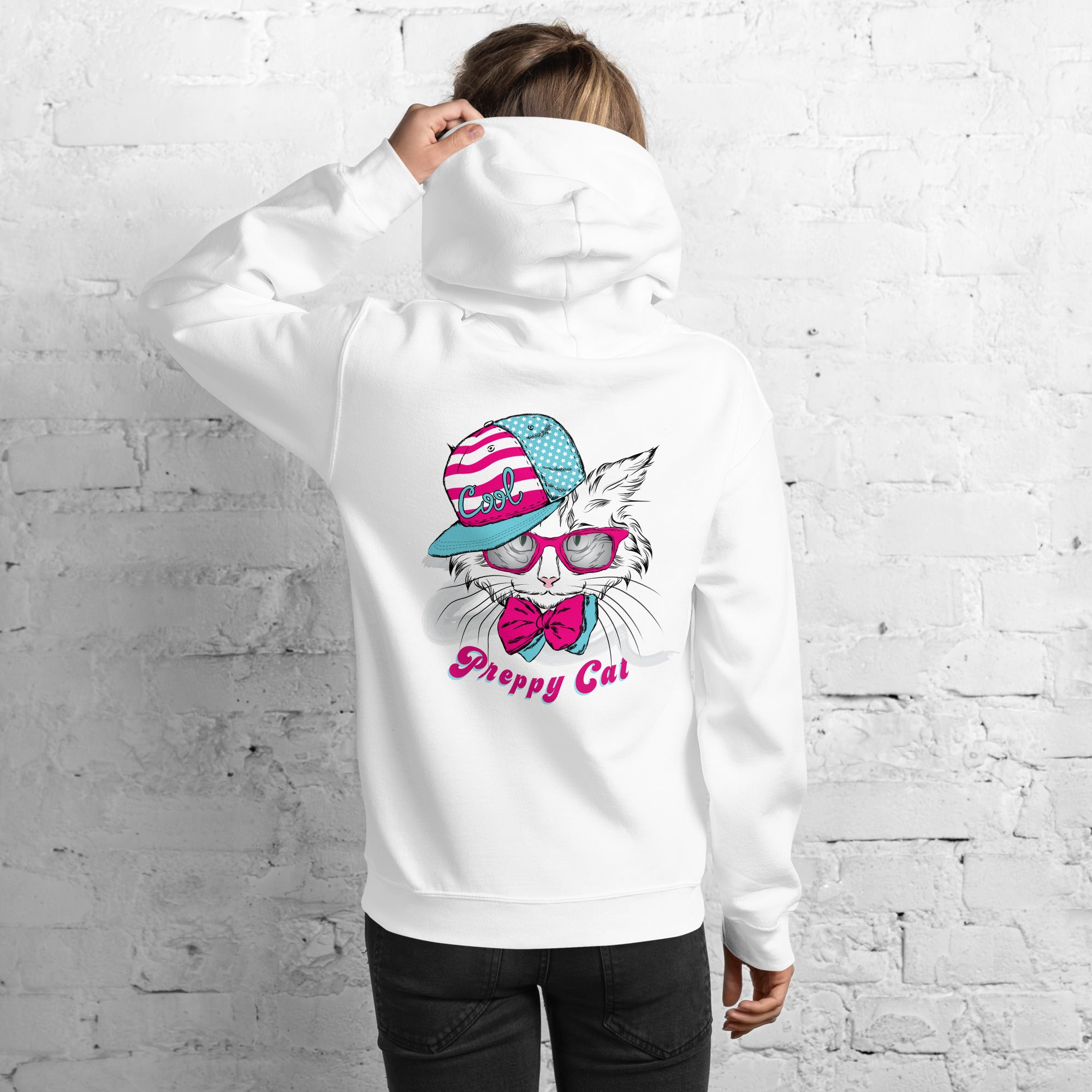 Preppy Cat Aesthetic Unisex Pullover Hoodie Sweatshirt
