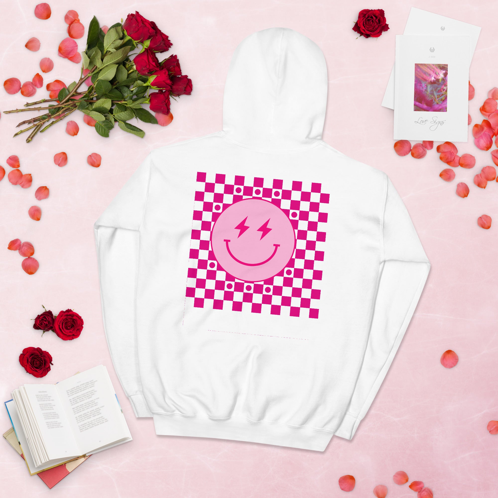 Preppy Aesthetic Checkerboard Smiley Lightning Bolt Hoodie