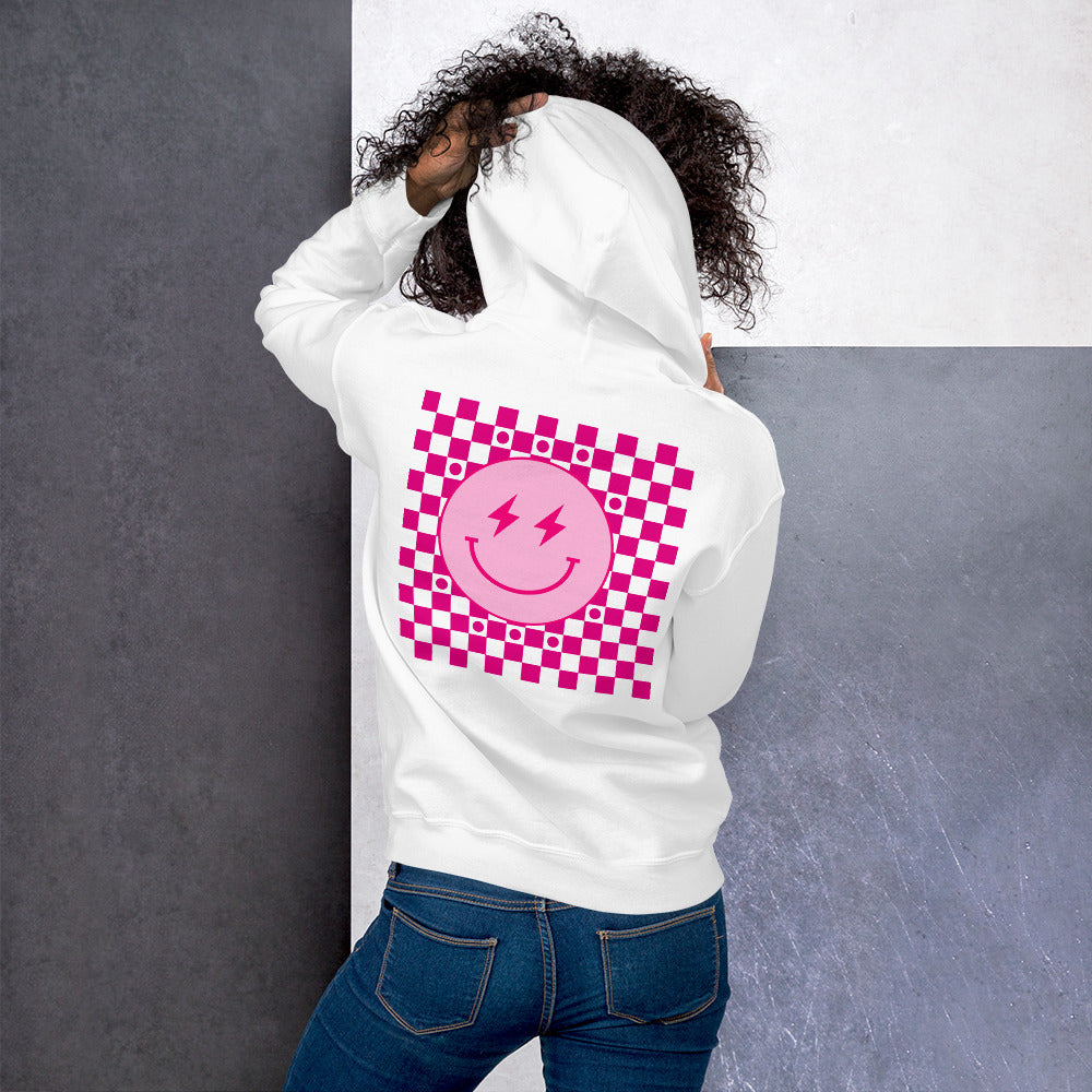 Preppy Aesthetic Checkerboard Smiley Lightning Bolt Hoodie